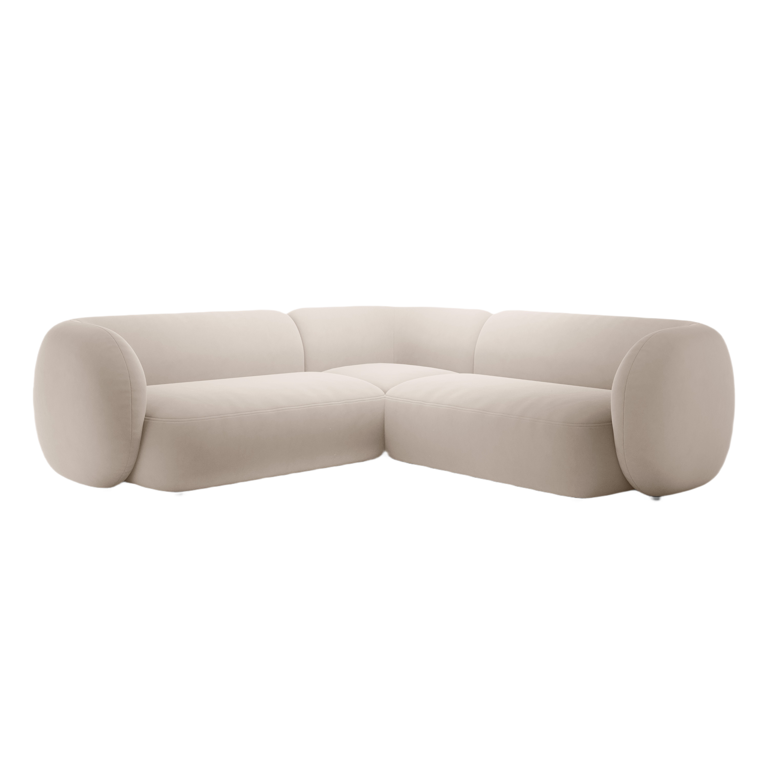 Symmetrisches Samtsofa KATE in Beige