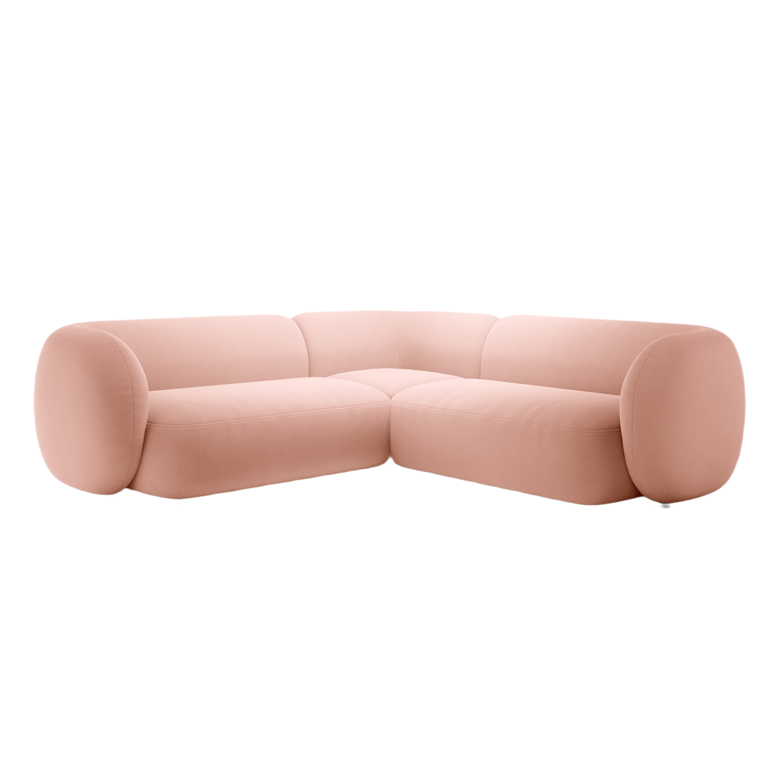 Symmetrische Samt-Eckcouch KATE in Rosa
