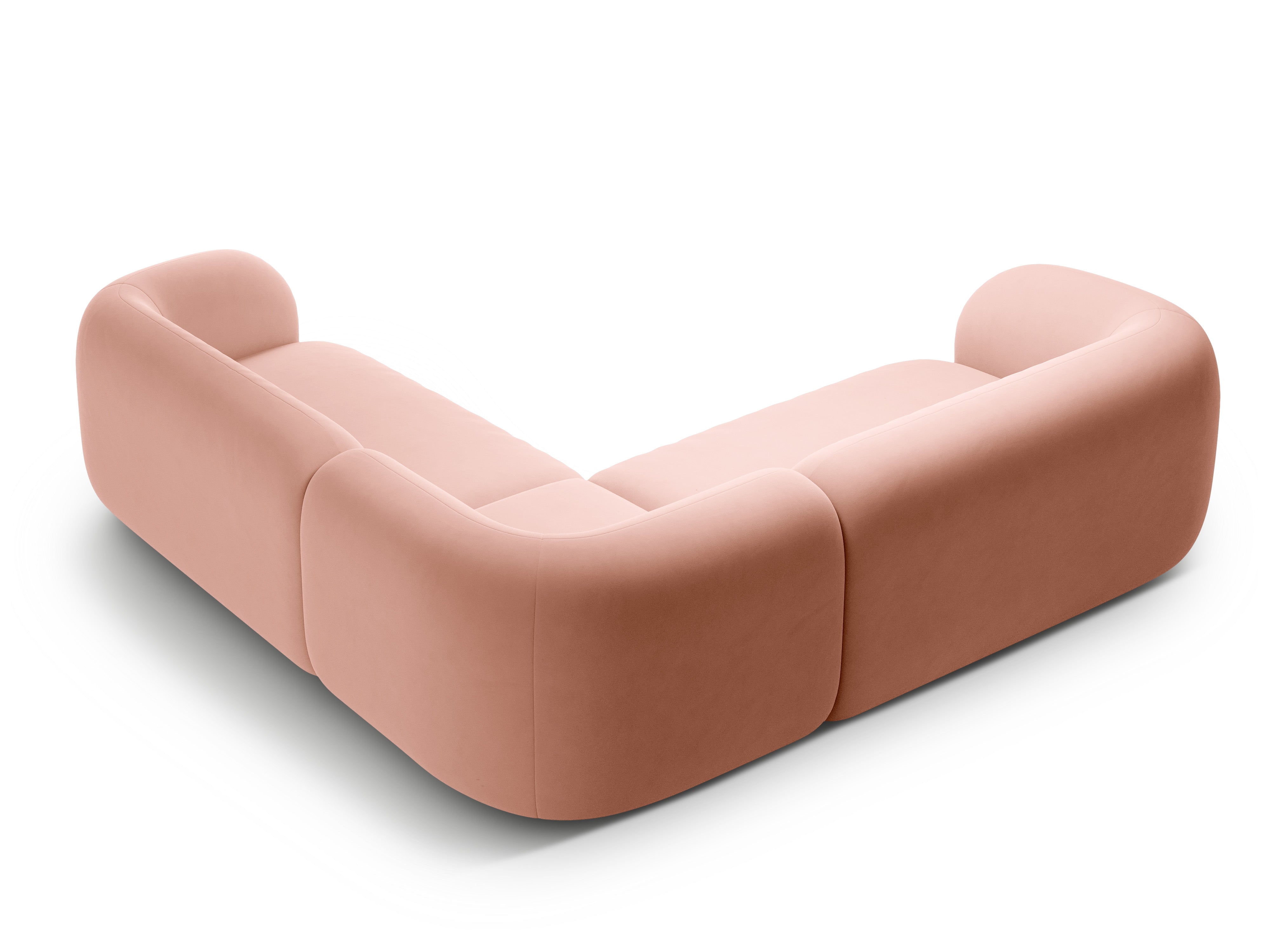 Symmetrische Samt-Eckcouch KATE in Rosa