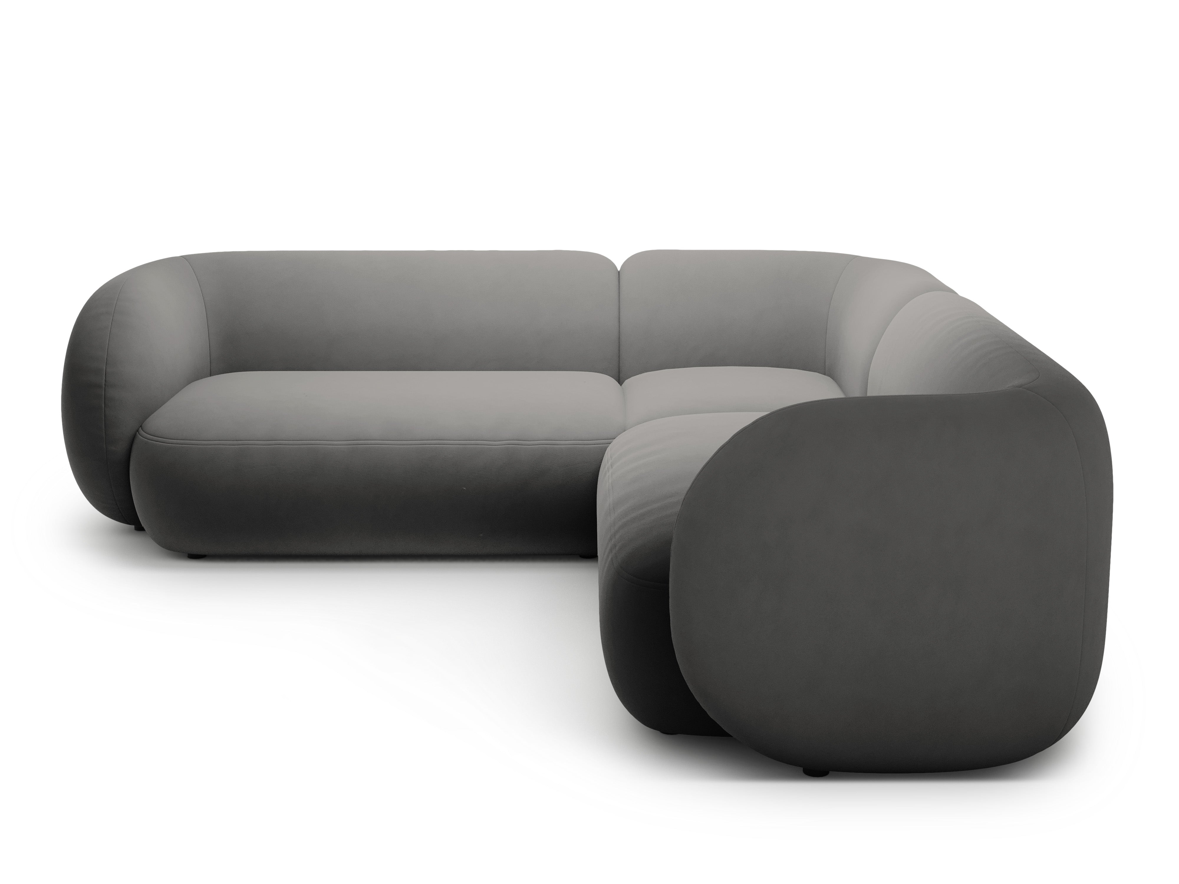 Symmetrische Samt-Eckcouch KATE dunkelgrau