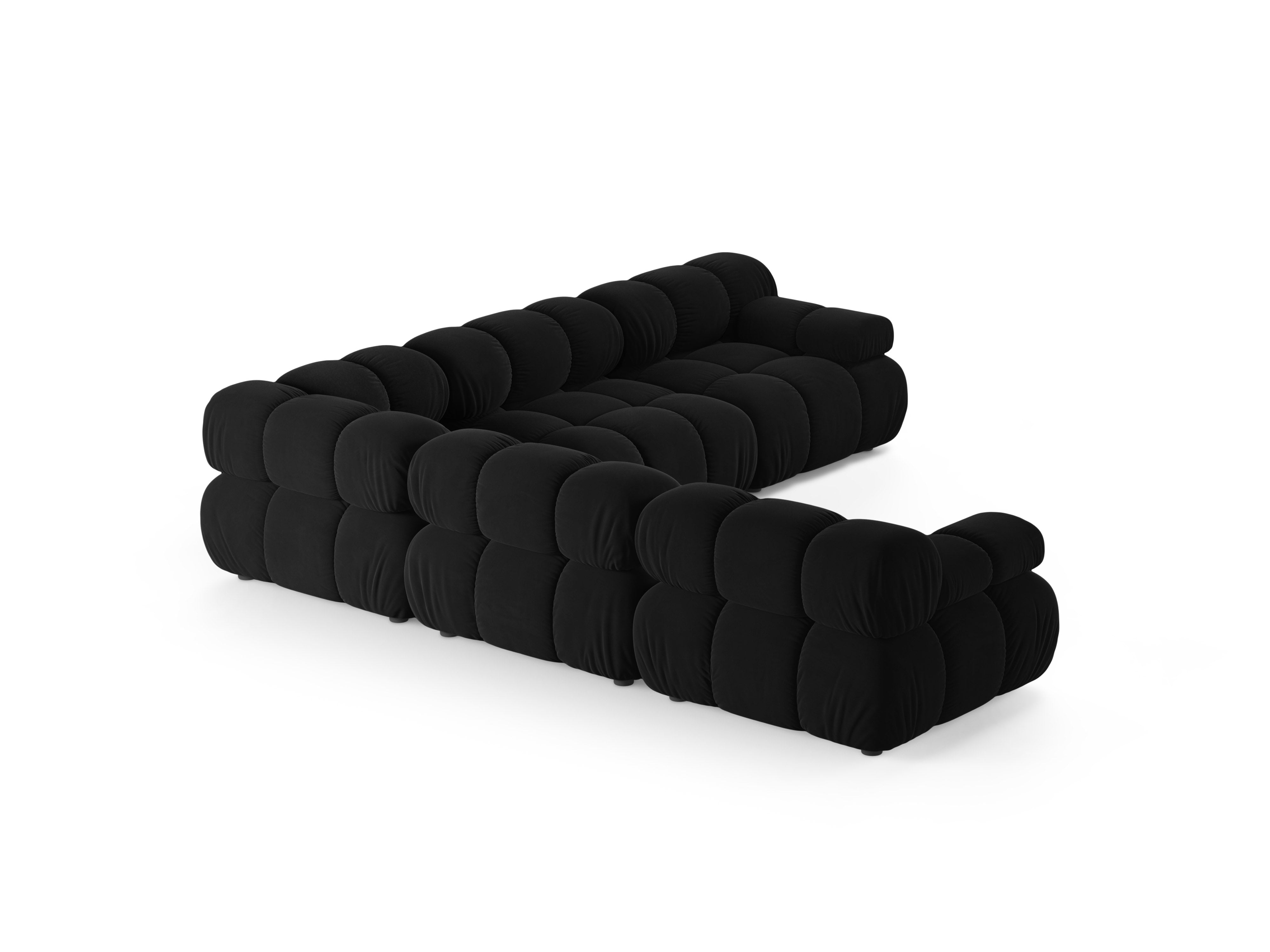 Symmetrische Samt-Eckcouch BELLIS in Schwarz