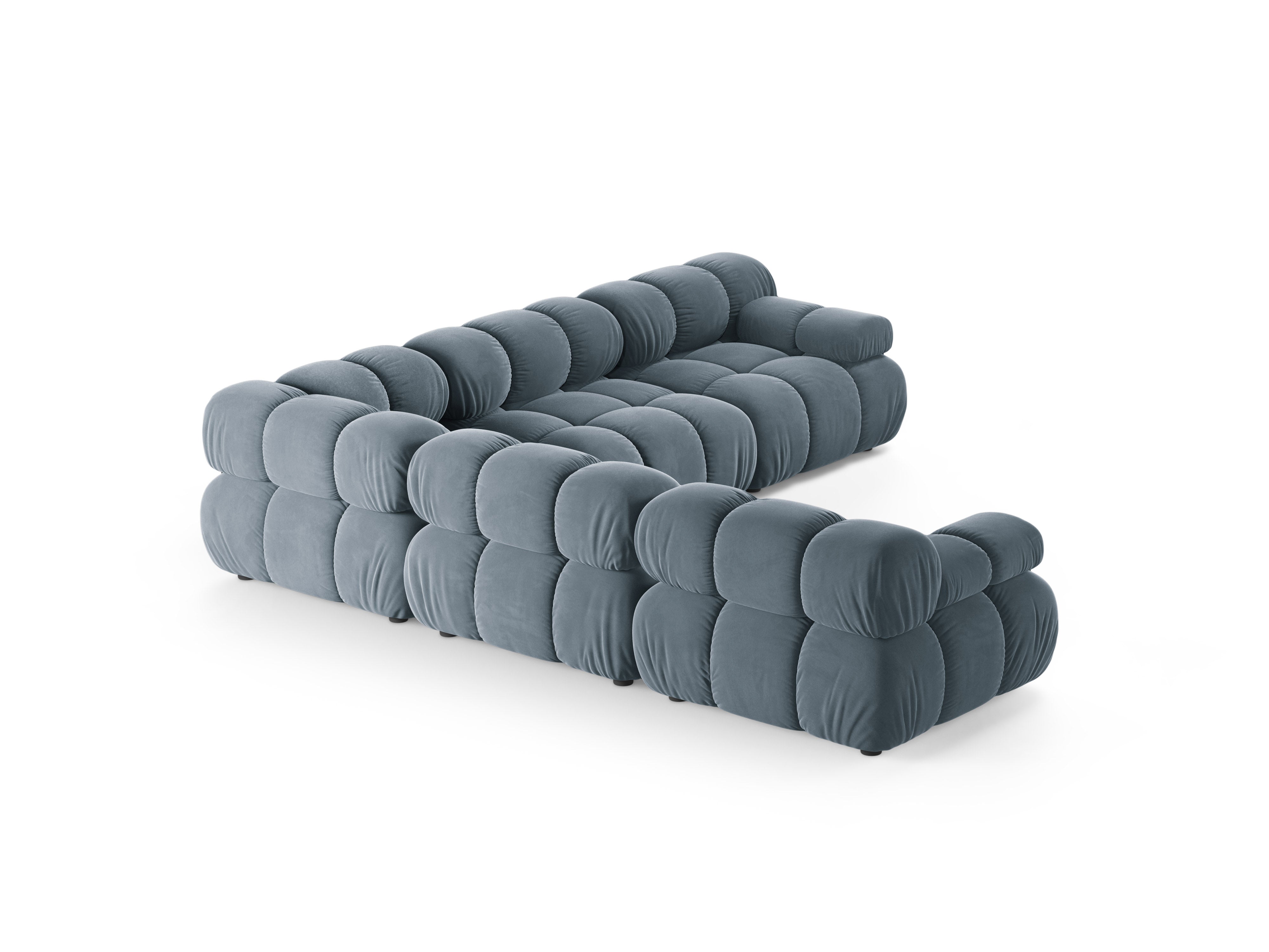 Symmetrische Samt-Eckcouch BELLIS in Blau