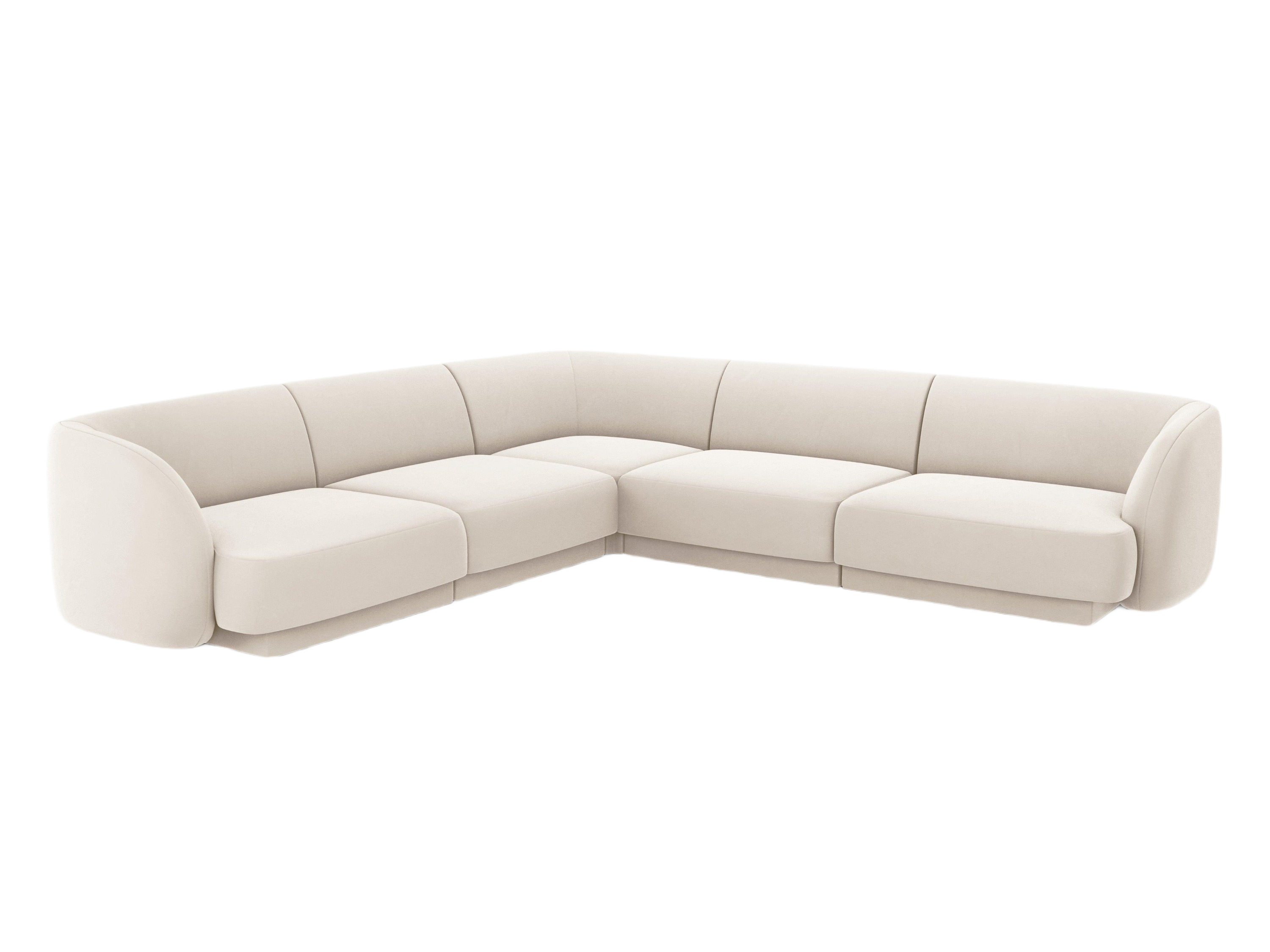 Velvet corner sofa for 5 people MILEY beige