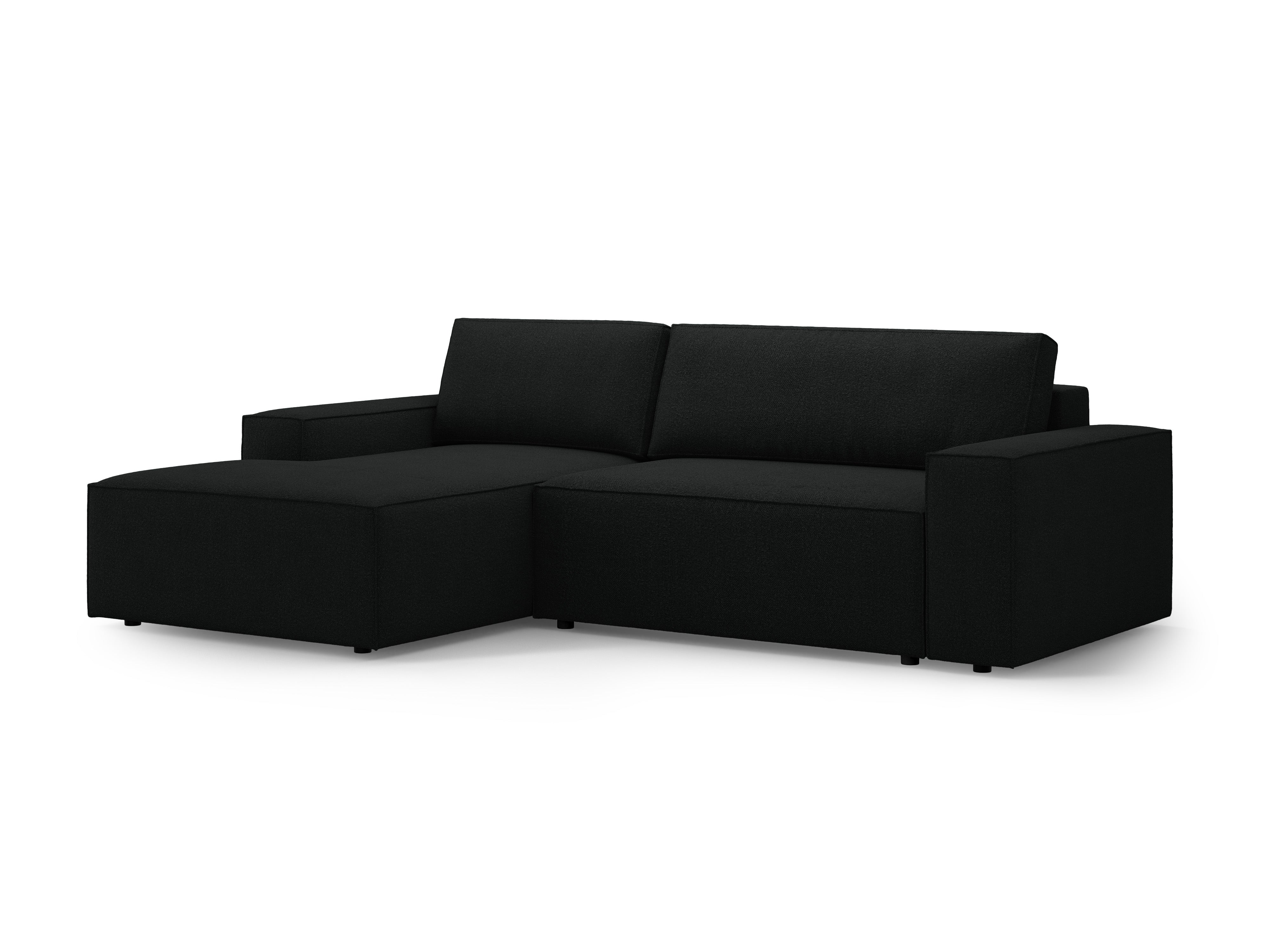 Left-facing corner sofa bed JODIE black boucle