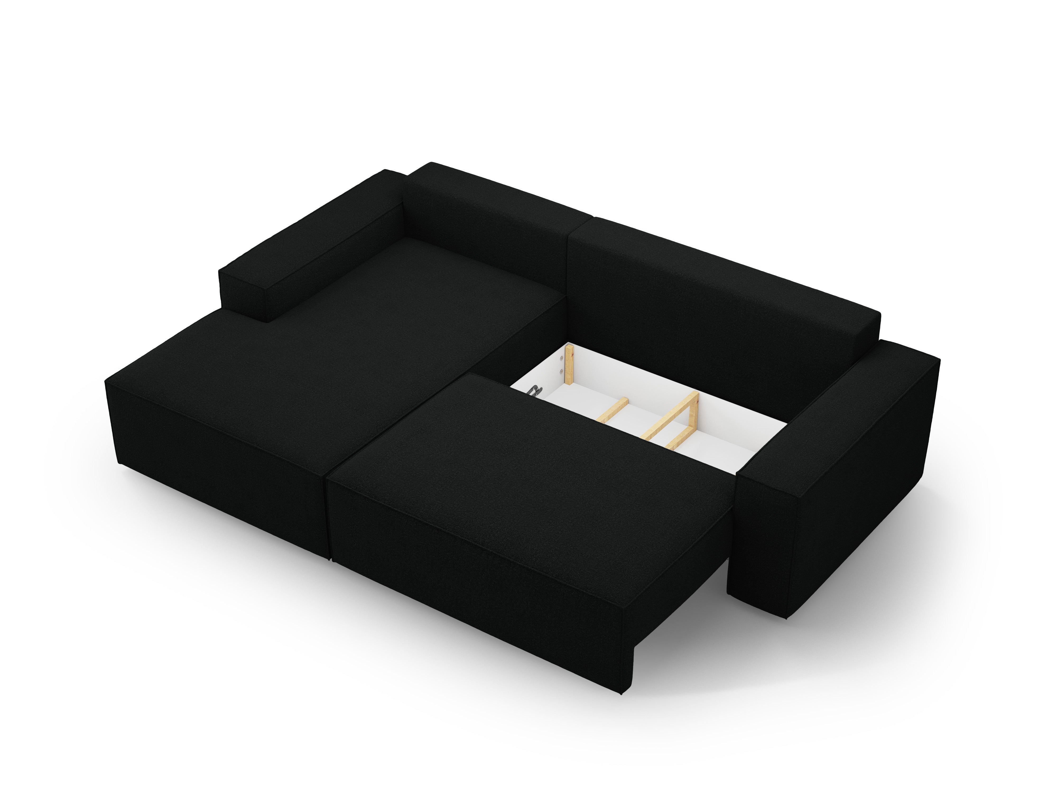 Left-facing corner sofa bed JODIE black boucle