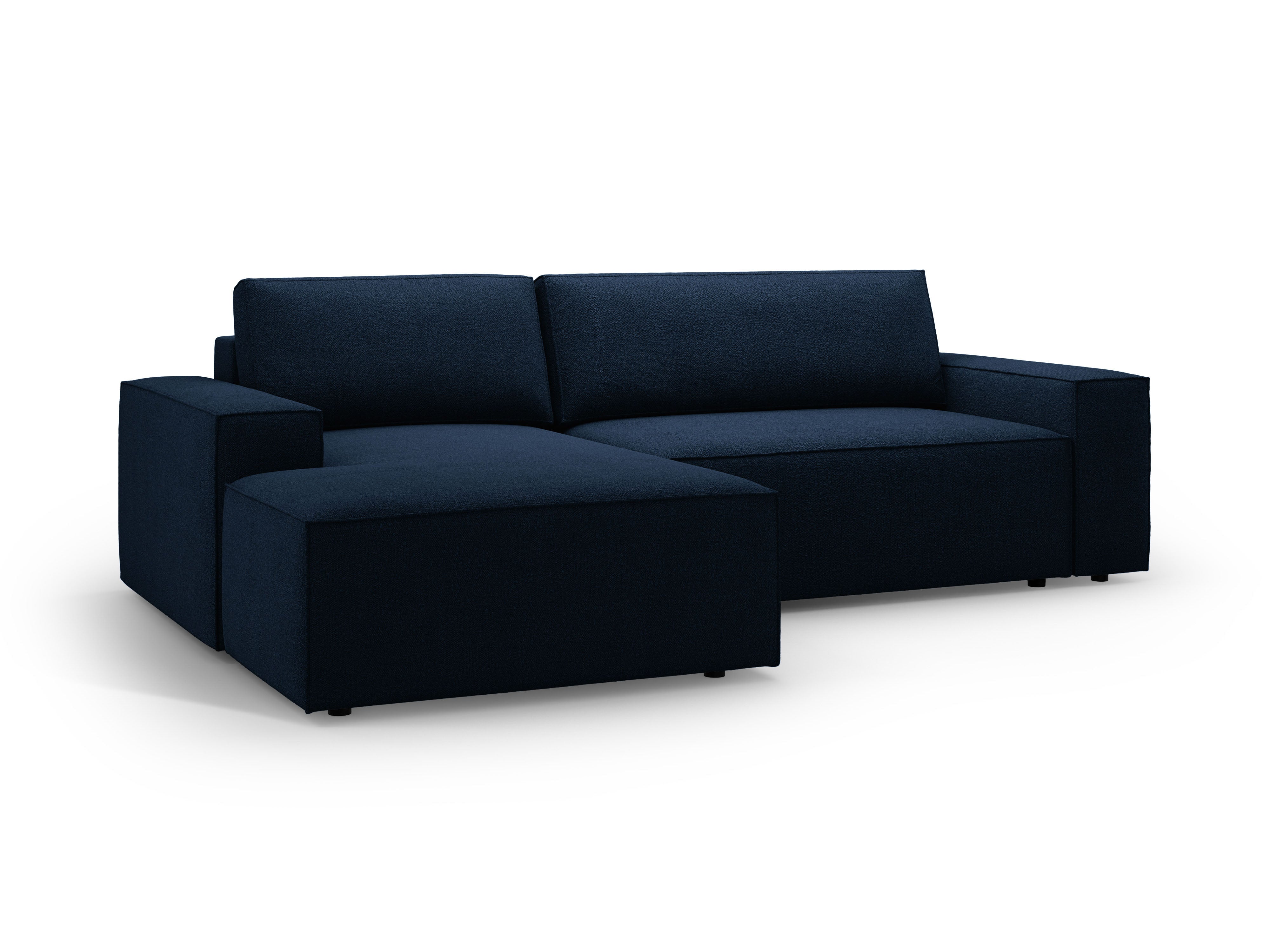 Ecksofa links mit Schlaffunktion JODIE dunkelblau Boucle