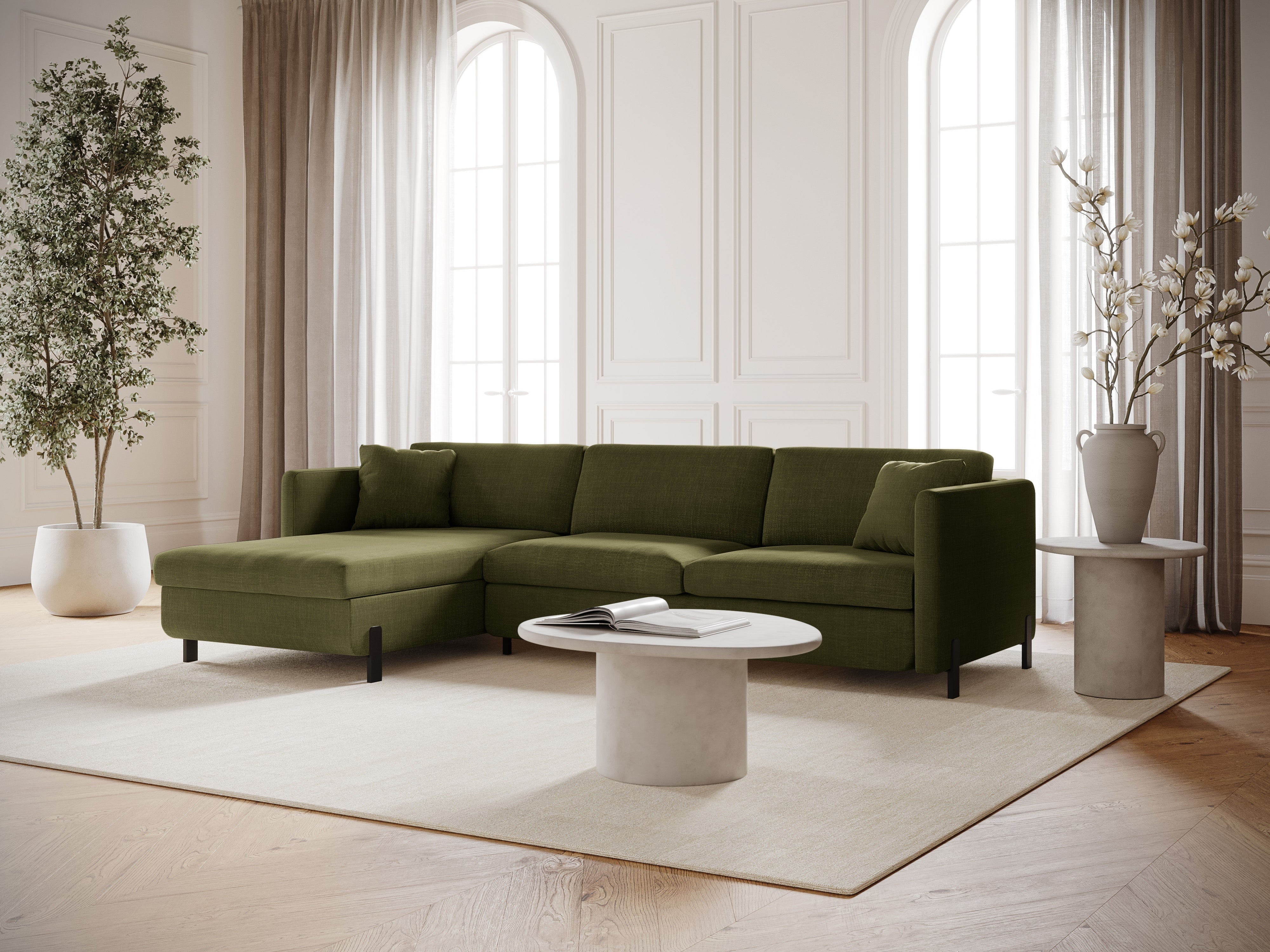 Linke Ecksofa mit Bettfunktion und Schachtel, "Gloria", 5 Sitze, Grün, 280x170x80
In Europa gemacht