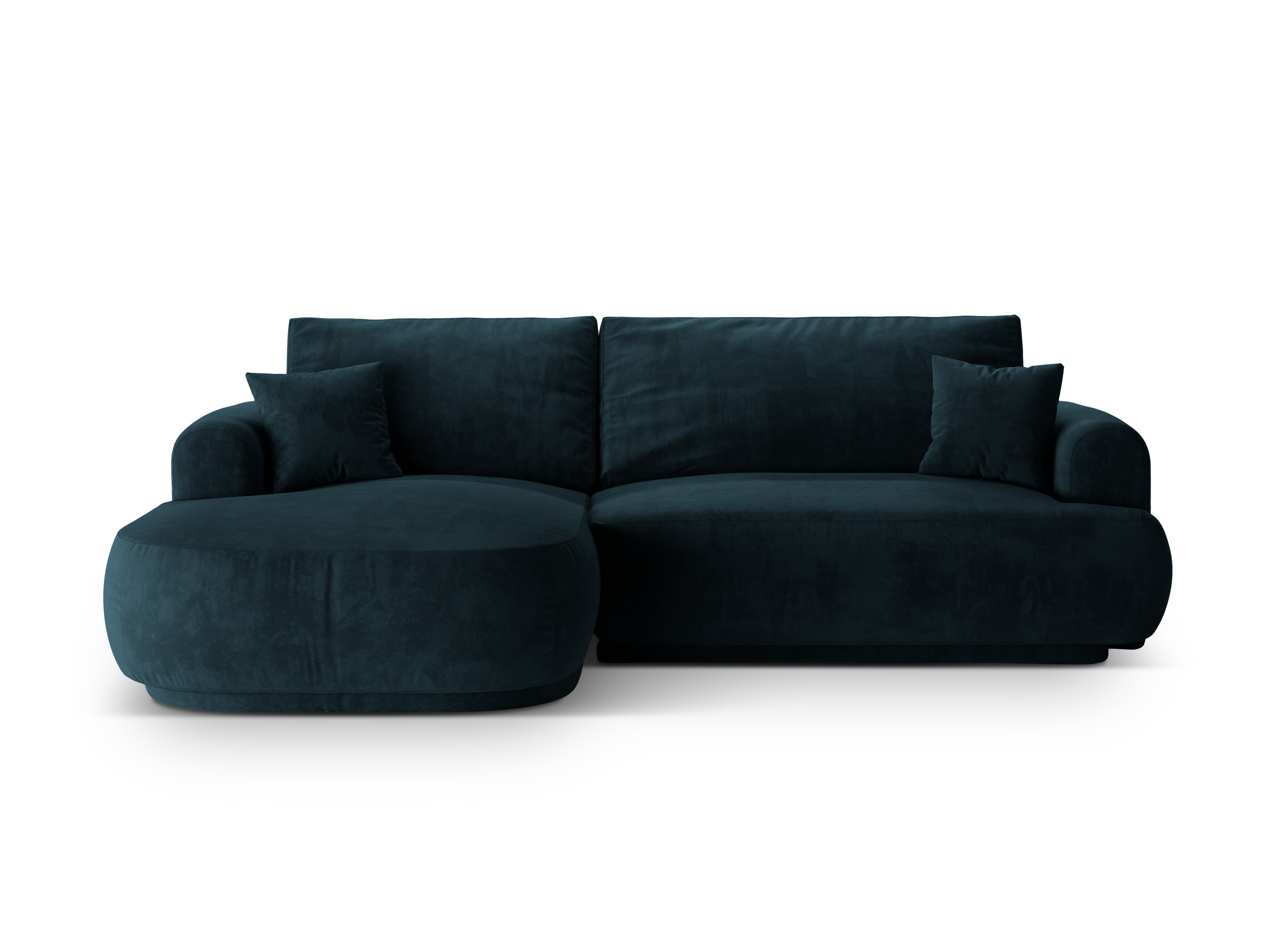 Velvet left -hand corner with sleeping function Ella Petrol navy blue