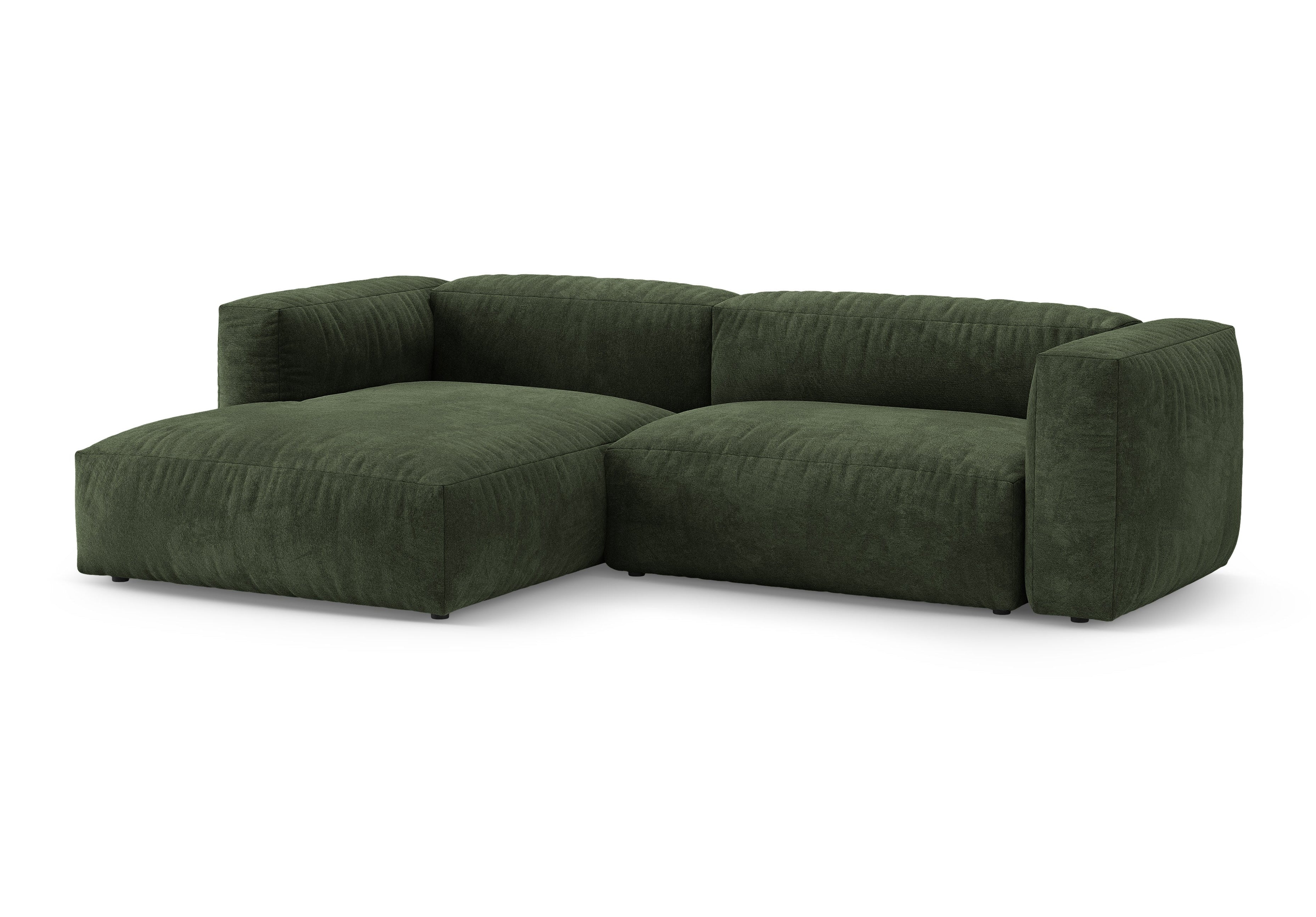 Samt-Ecksofa links mit Schlaffunktion MARTINA grün