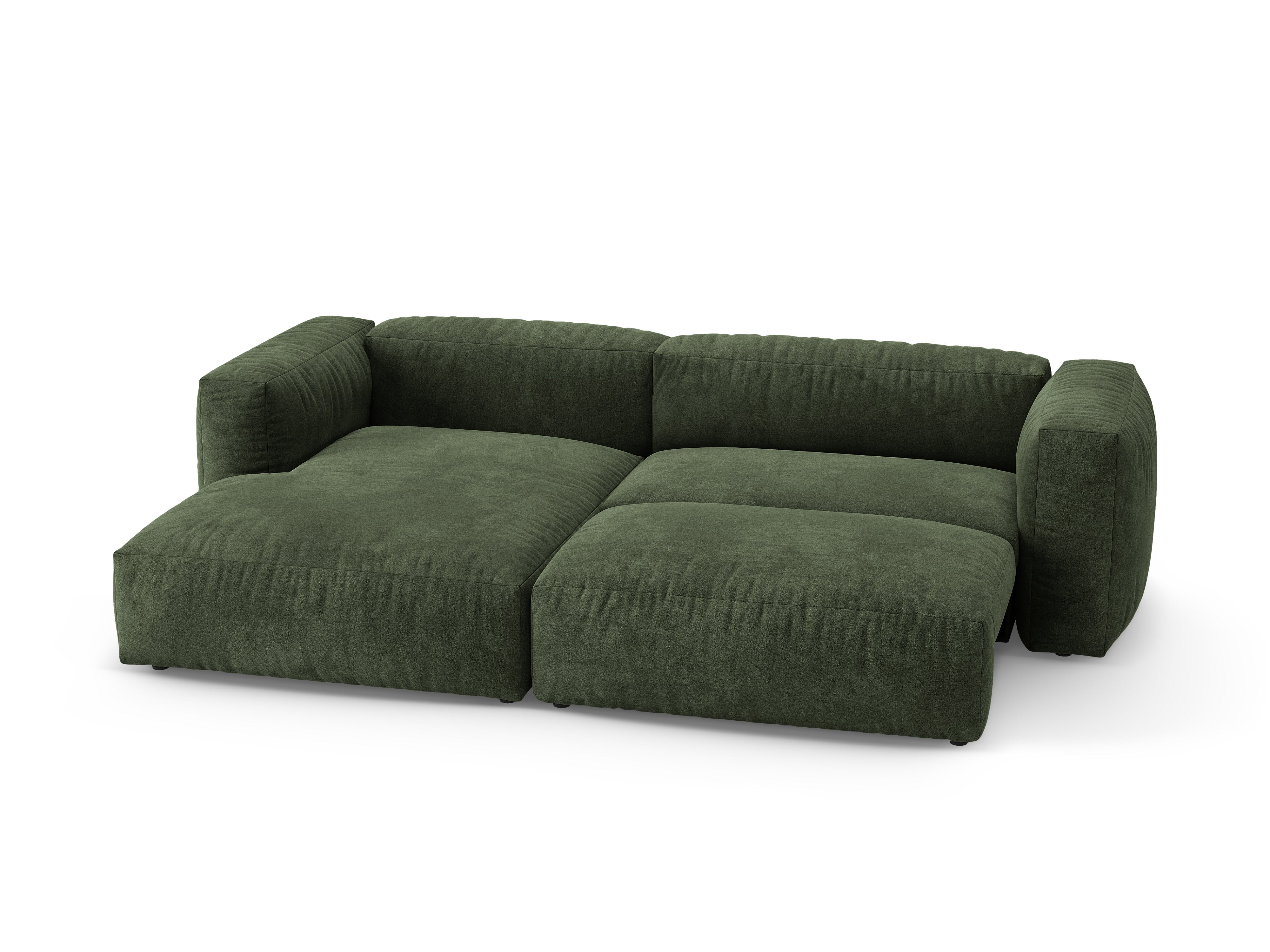 Samt-Ecksofa links mit Schlaffunktion MARTINA grün