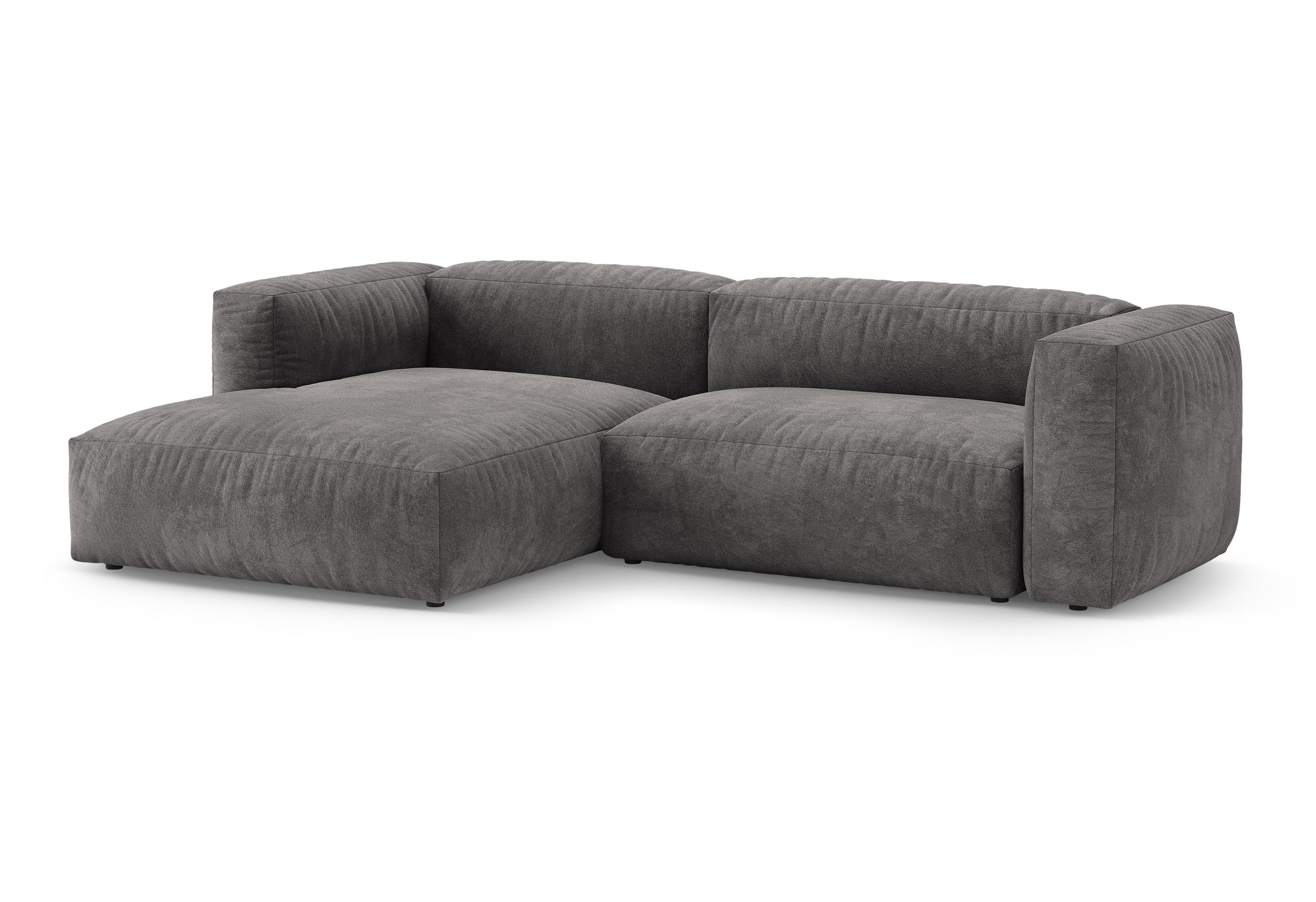 Left-facing velvet corner sofa bed MARTINA gray