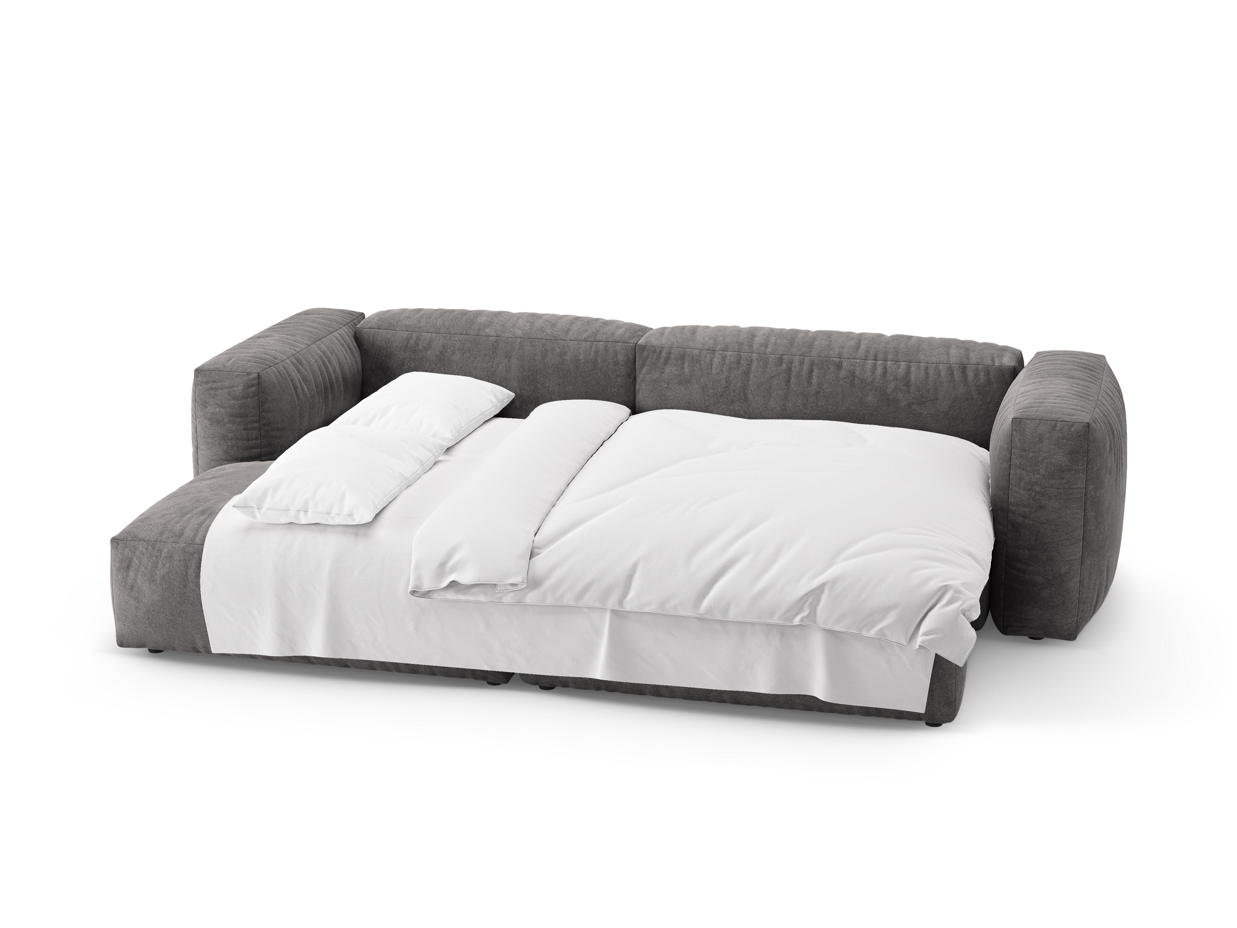 Left-facing velvet corner sofa bed MARTINA gray
