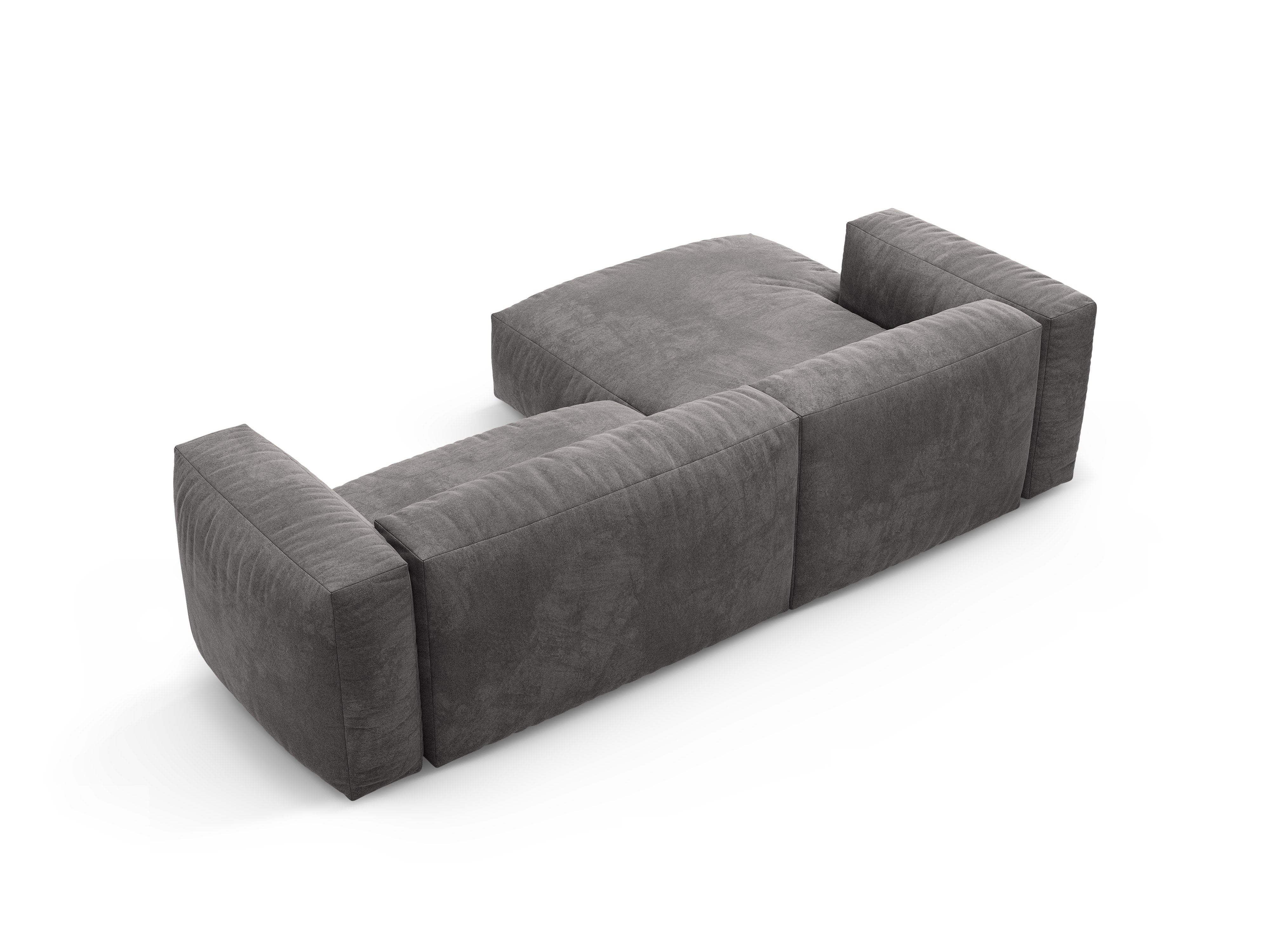 Left-facing velvet corner sofa bed MARTINA gray