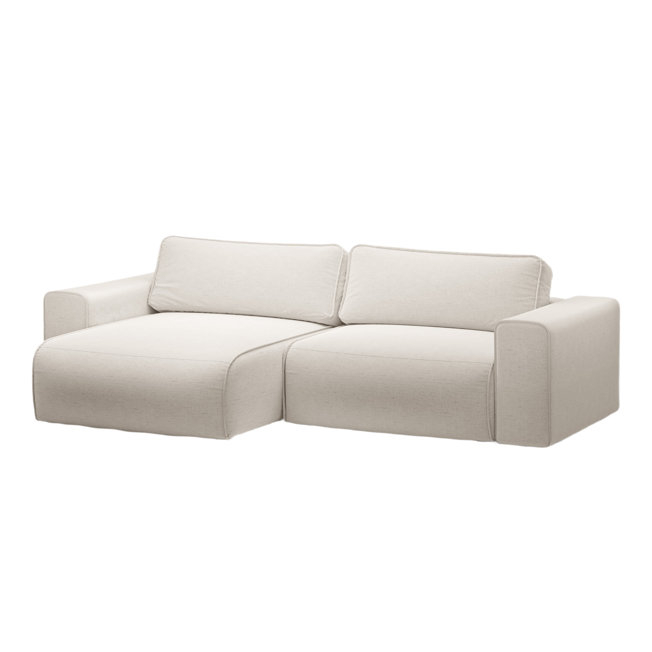 Linksseitiges 3-Sitzer-Sofa mit Schlaffunktion VICTOR in hellbeigem Chenille