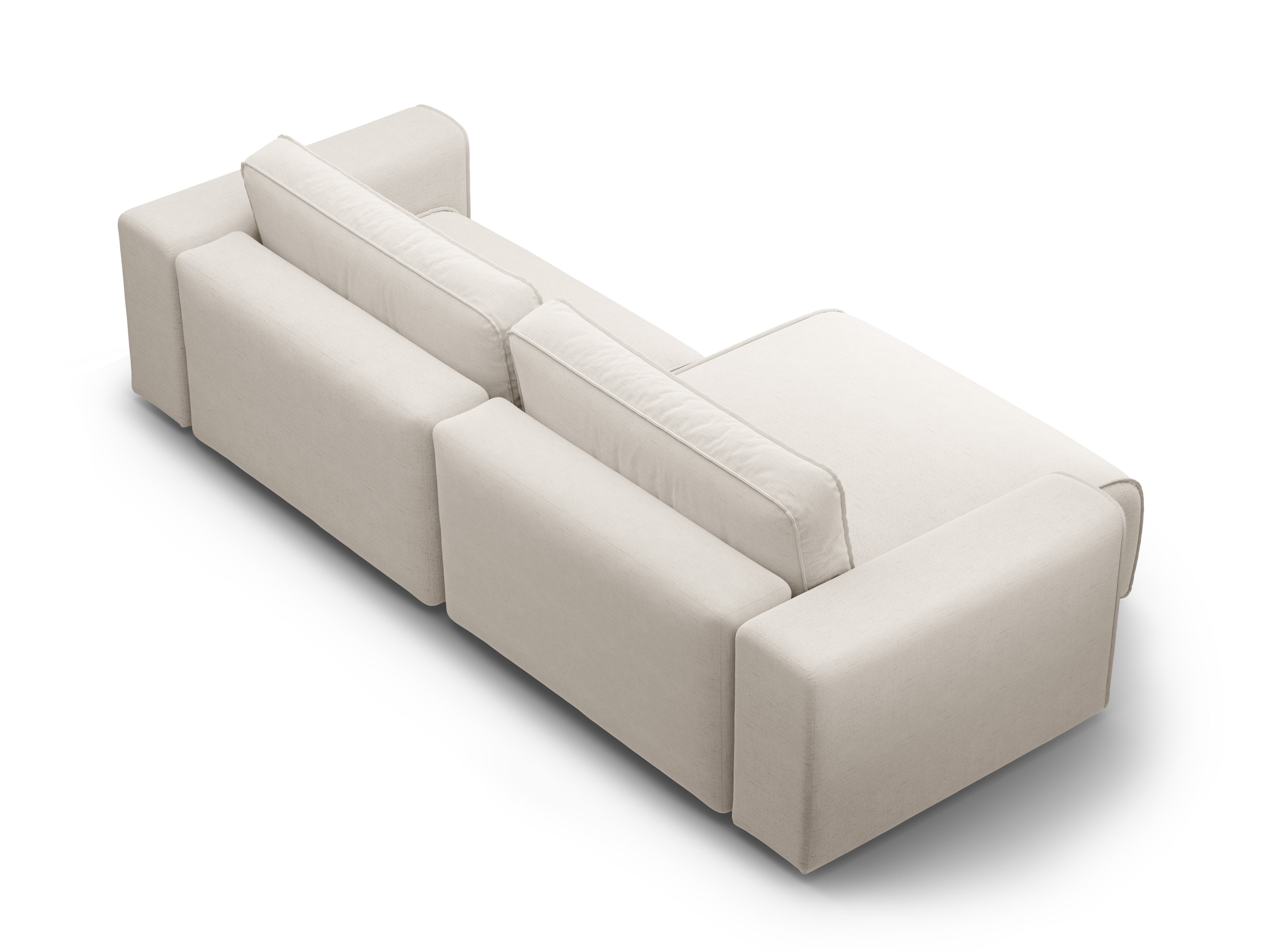 Linksseitiges 3-Sitzer-Sofa mit Schlaffunktion VICTOR in hellbeigem Chenille