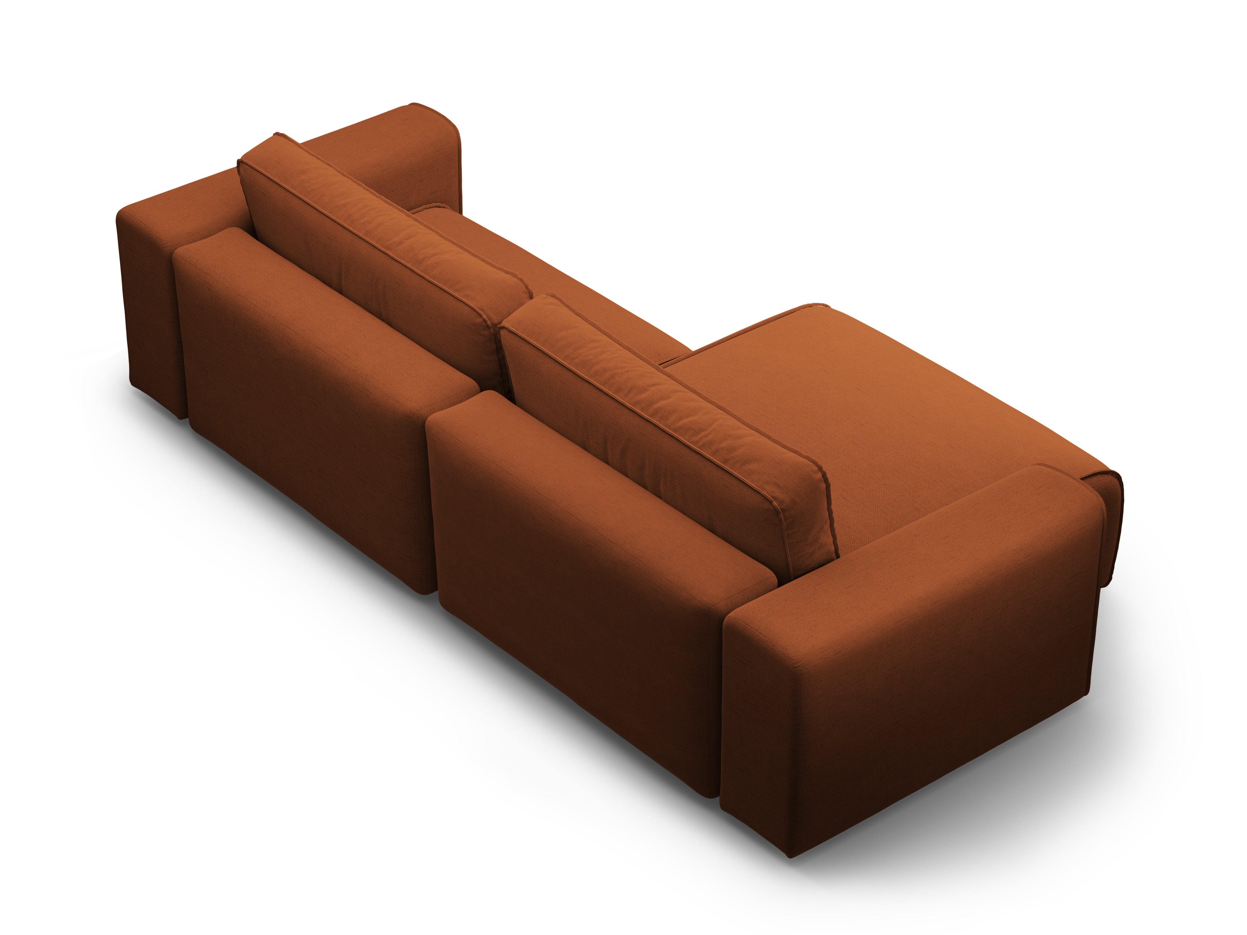 Linksseitiges 3-Sitzer-Sofa mit Schlaffunktion VICTOR in ziegelrotem Chenille