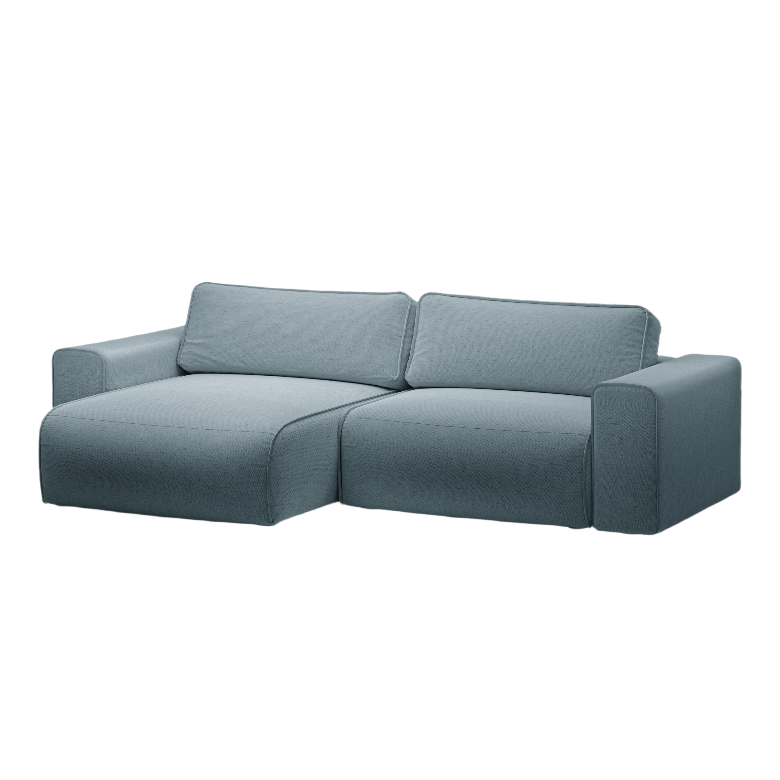 Linksseitiges 3-Sitzer-Sofa mit Schlaffunktion VICTOR in hellblauem Chenille