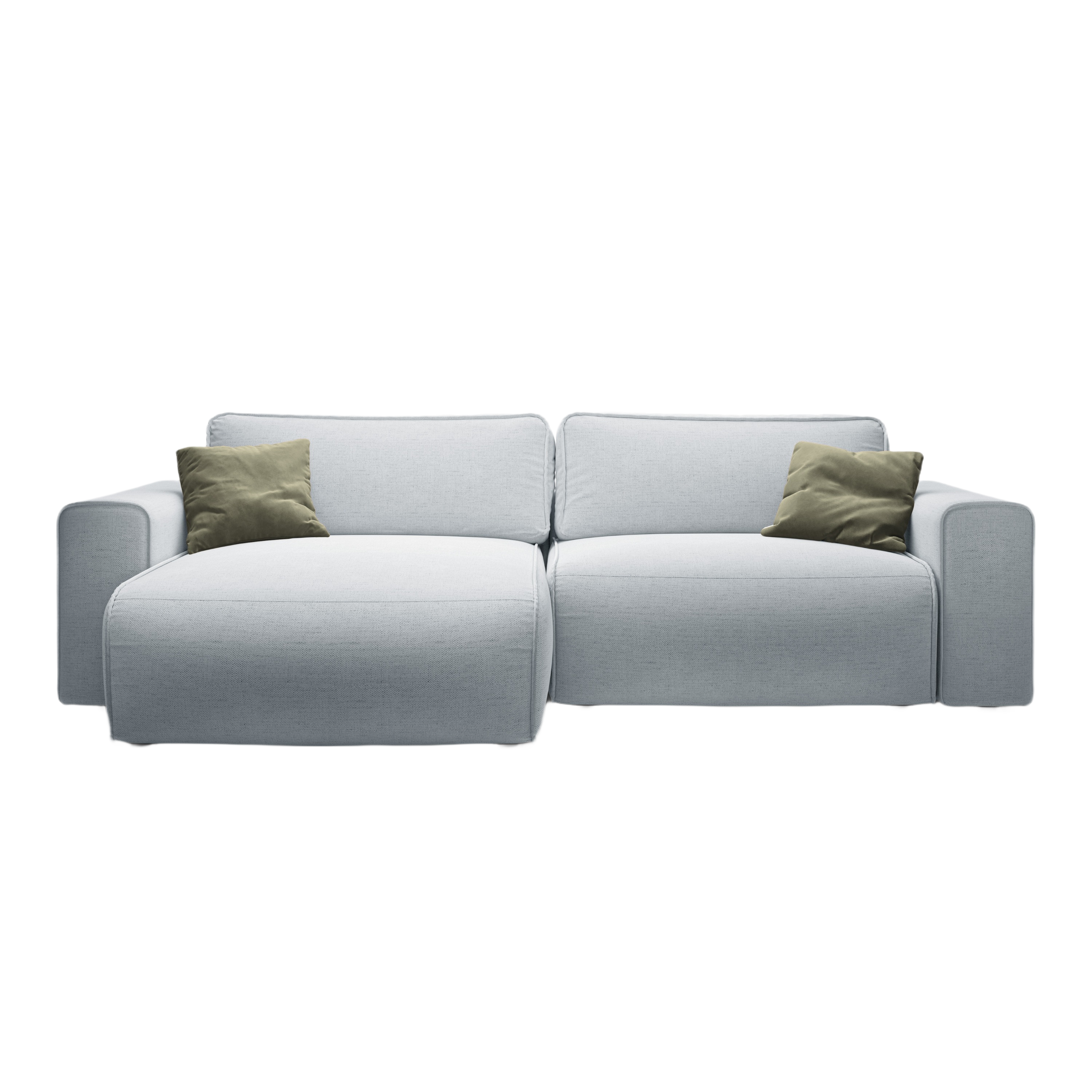 Linksseitiges 3-Sitzer-Sofa mit Schlaffunktion VICTOR in hellgrauem Chenille