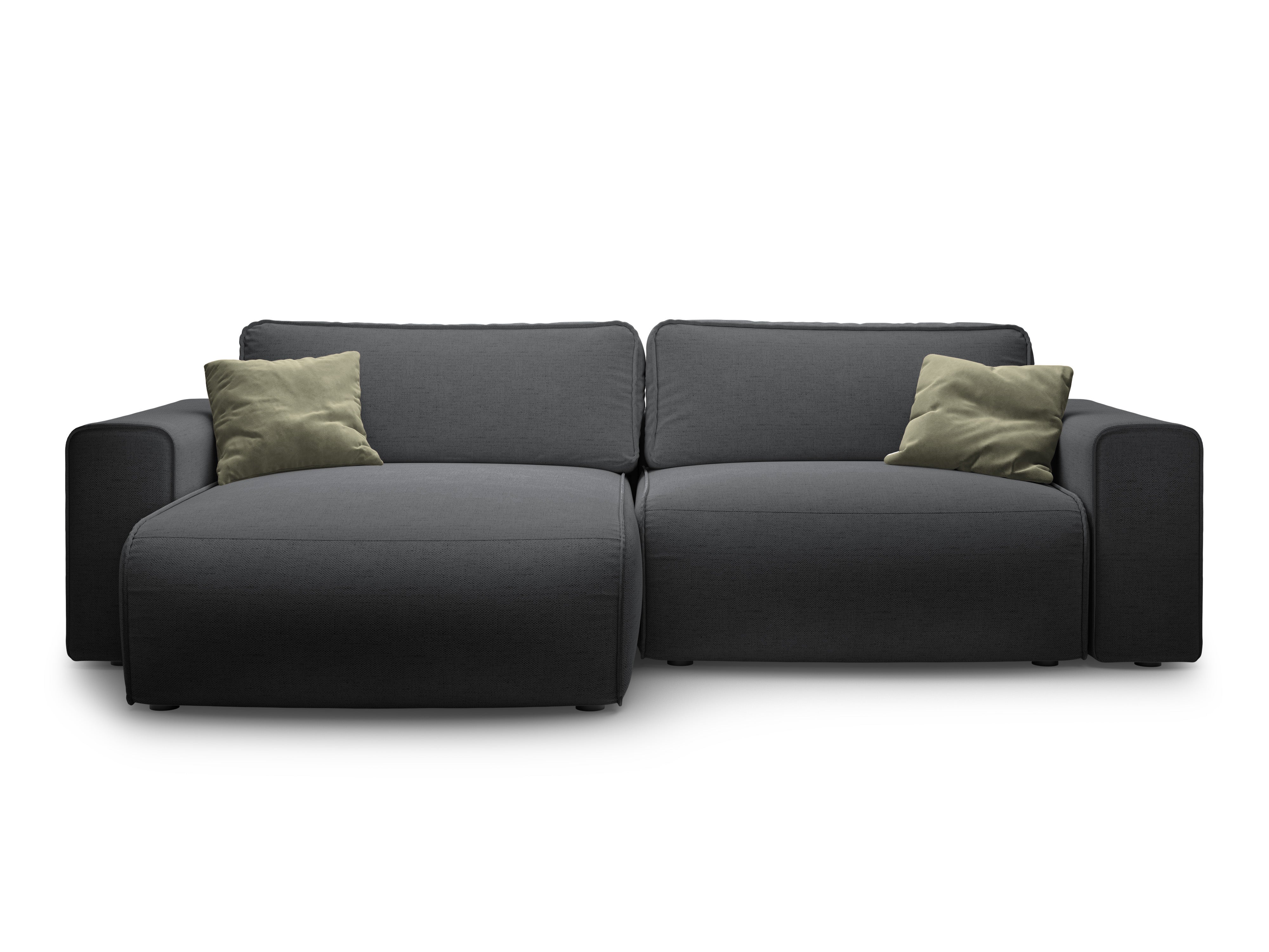 Left-sided 3-seater sofa bed VICTOR in anthracite chenille