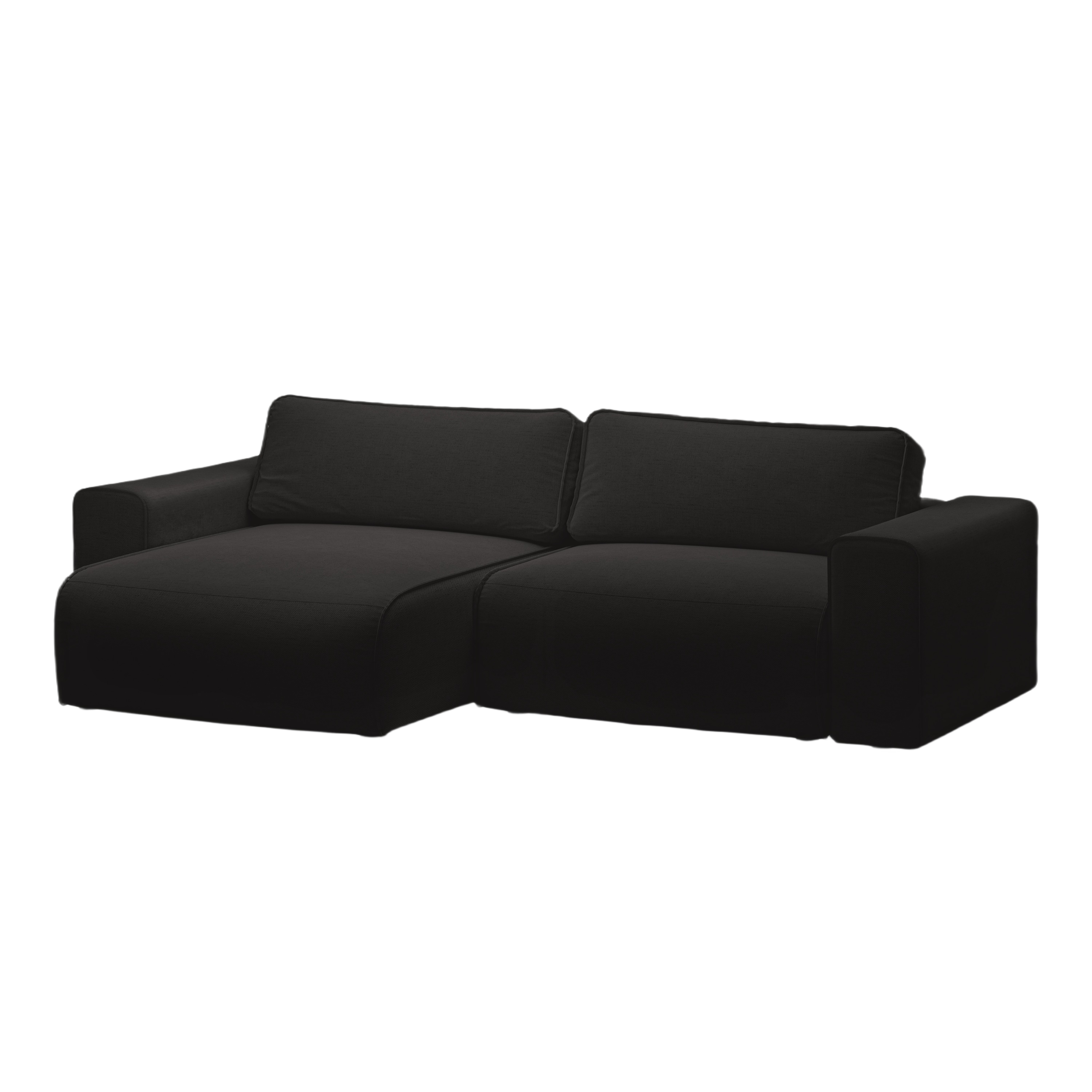 Linksseitiges 3-Sitzer-Sofa mit Schlaffunktion VICTOR in schwarzem Chenille