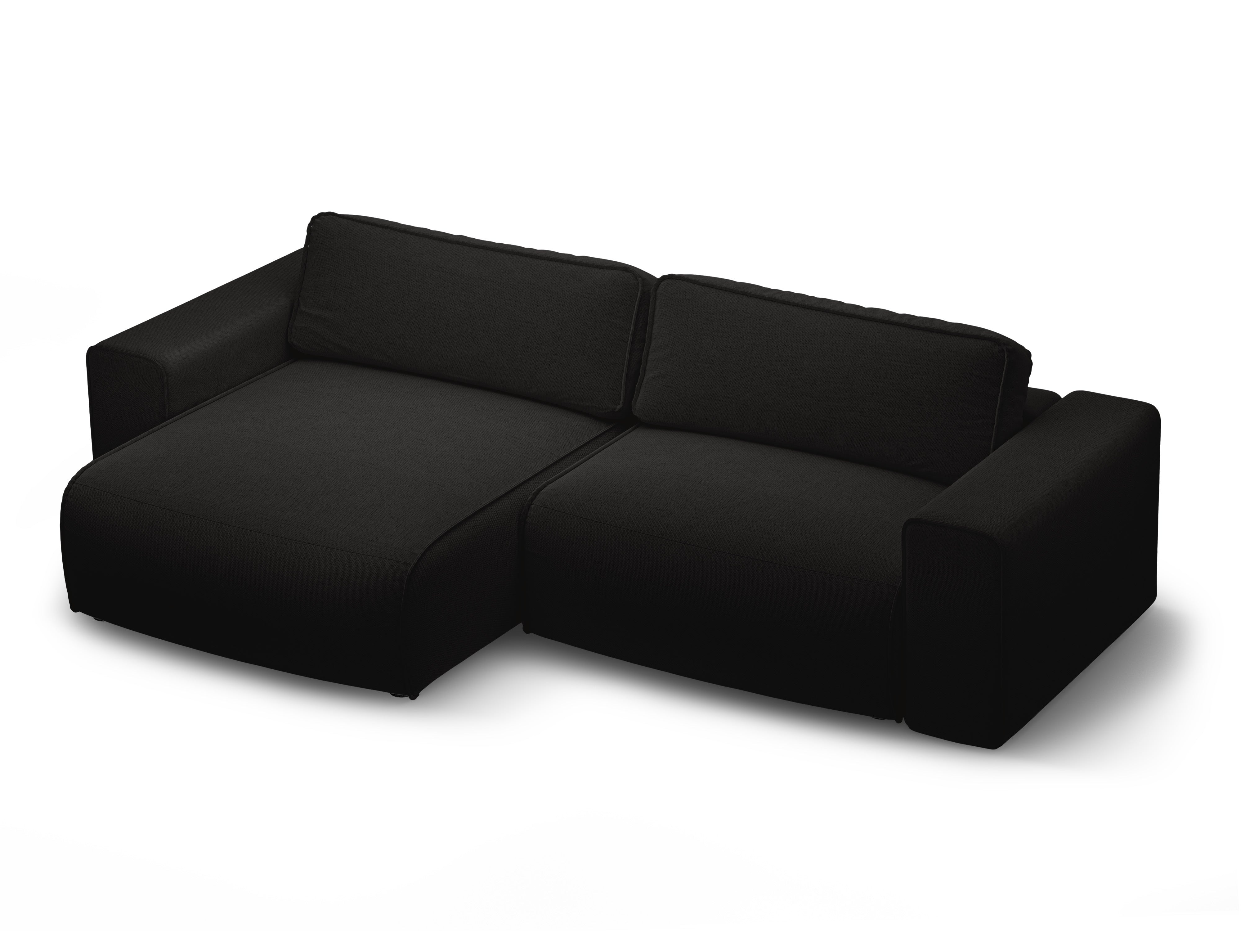 Linksseitiges 3-Sitzer-Sofa mit Schlaffunktion VICTOR in schwarzem Chenille