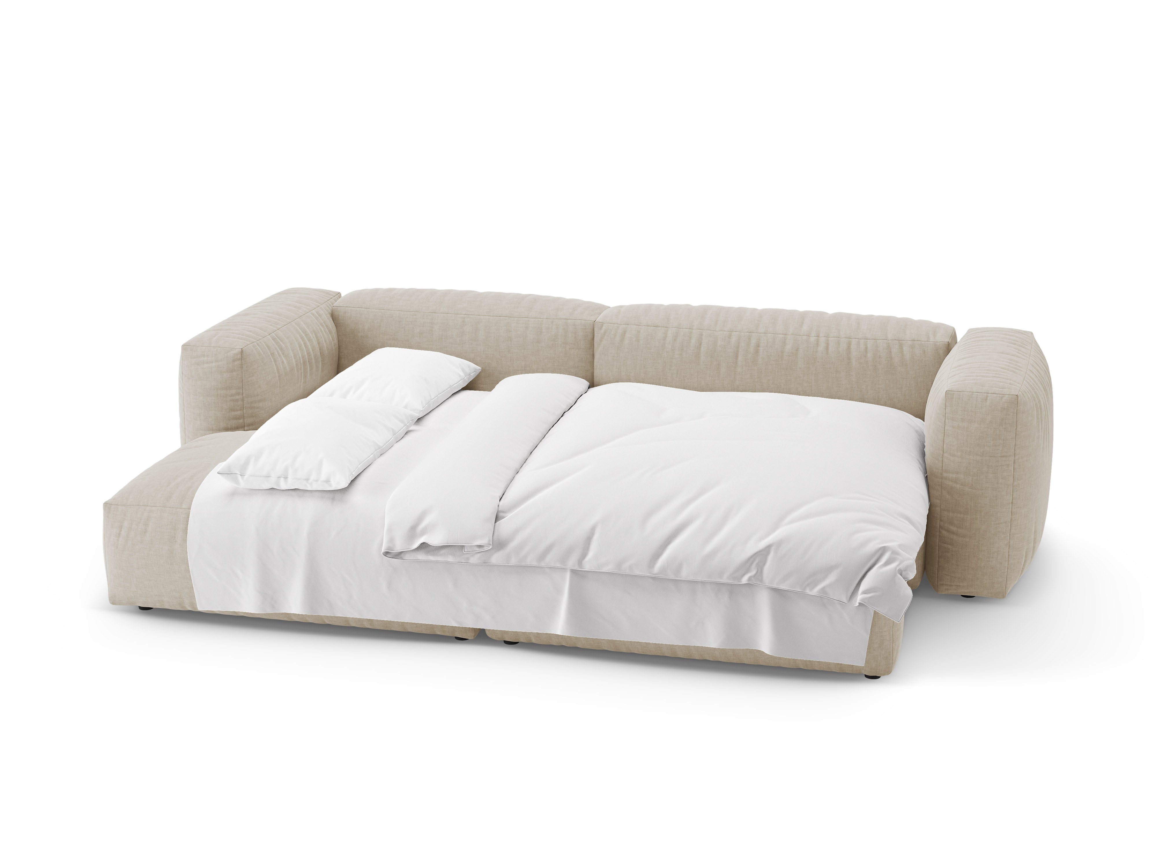 Left-facing corner sofa bed MARTINA light beige