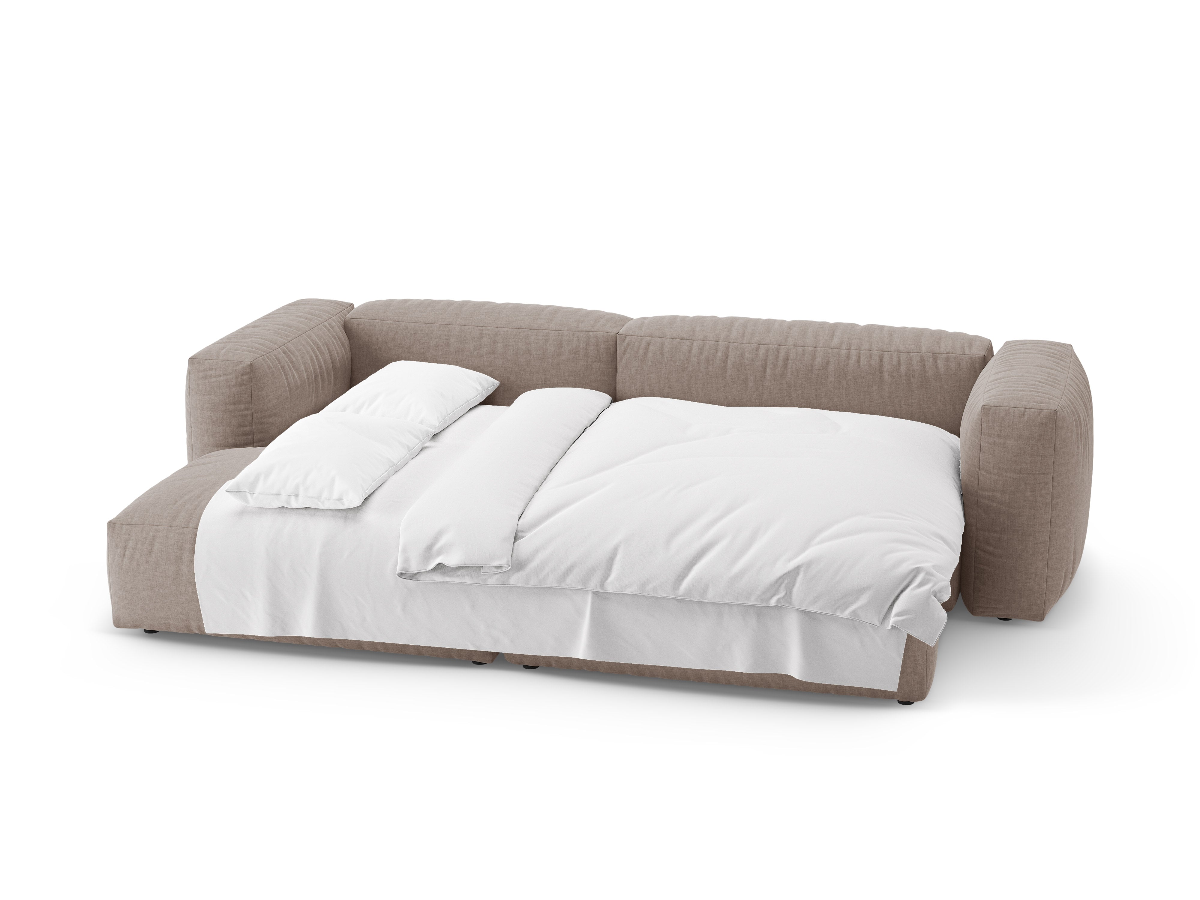 Left-facing corner sofa bed MARTINA dark beige
