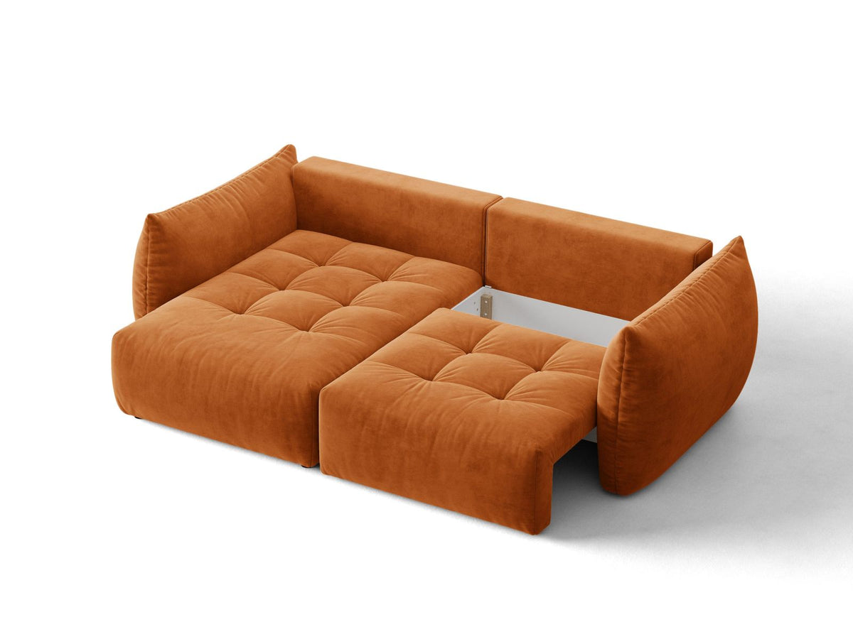 Narożnik aksamitny lewostronny z funkcją spania BLOOM terracotta – ujęcie 5