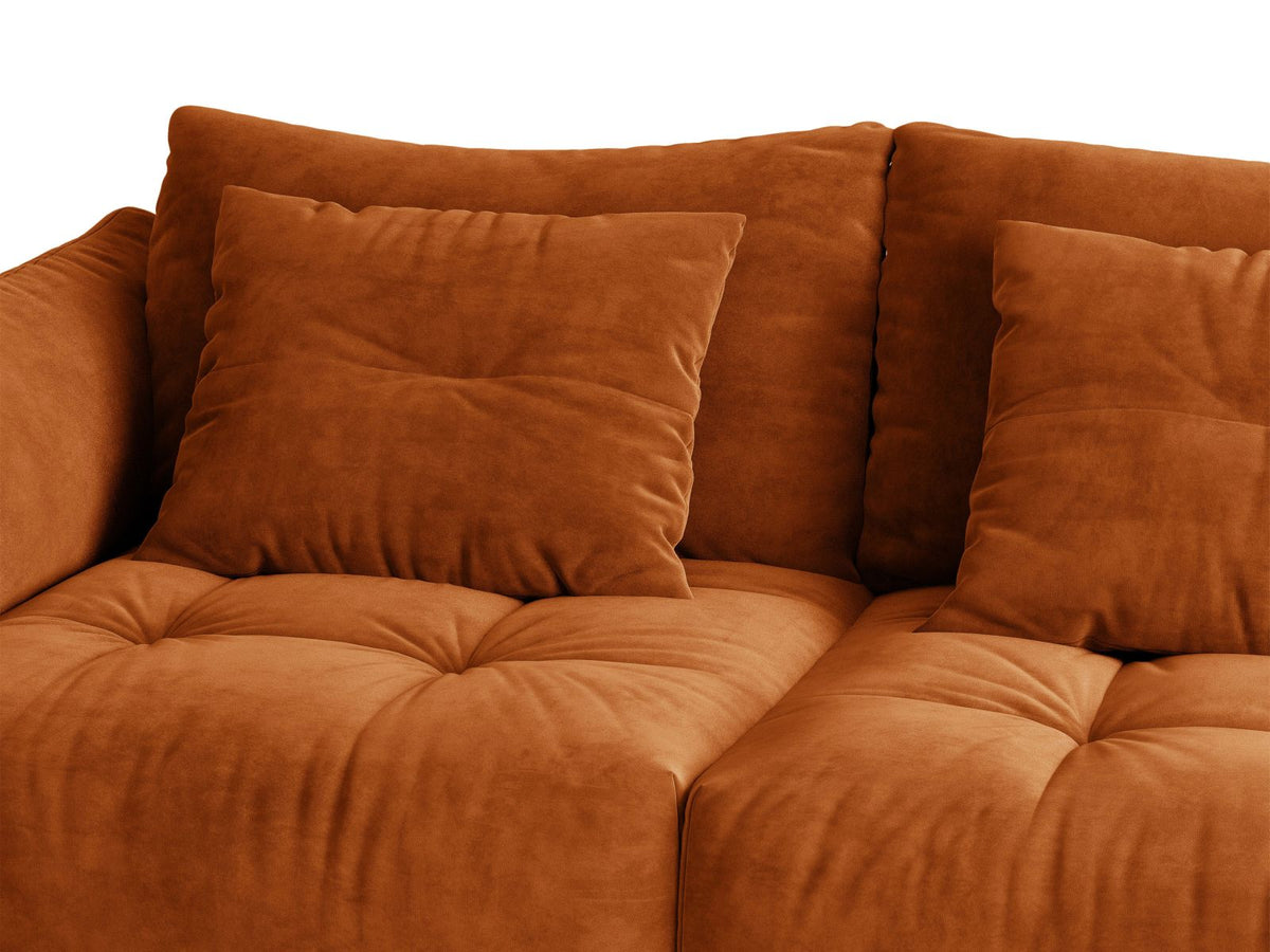 Narożnik aksamitny lewostronny z funkcją spania BLOOM terracotta – ujęcie 7