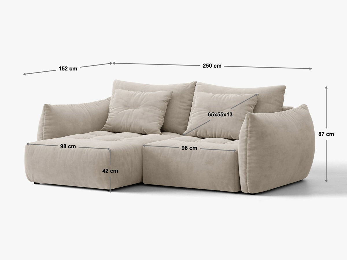 Narożnik lewostronny z funkcją spania BLOOM jasnoszary – ujęcie 11