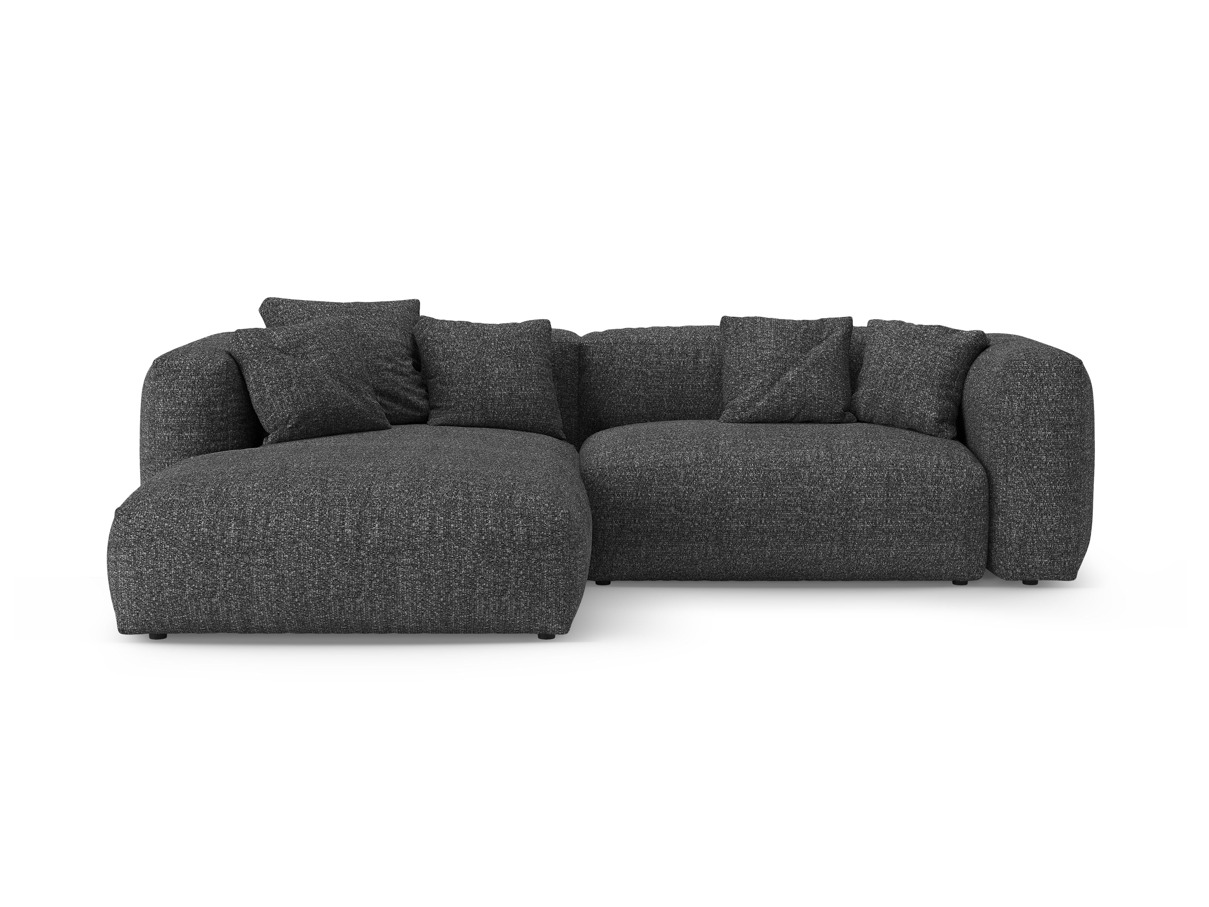 Ecksofa links mit Schlaffunktion MARTINA anthrazit Boucle