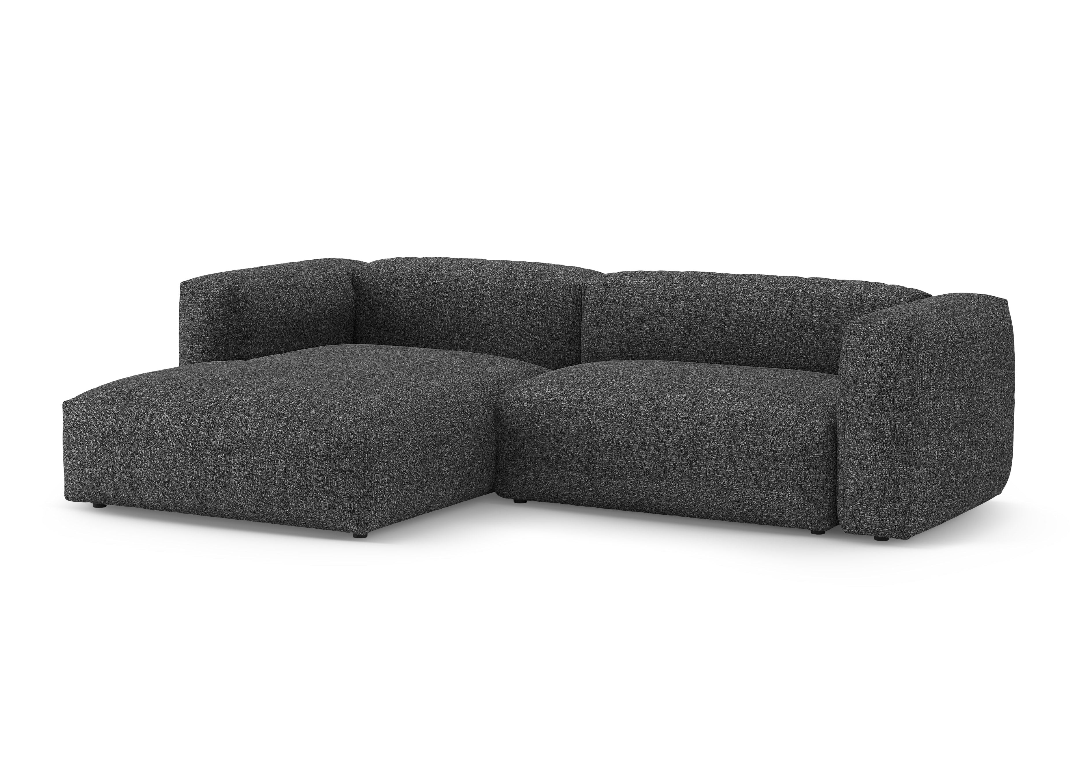 Ecksofa links mit Schlaffunktion MARTINA anthrazit Boucle