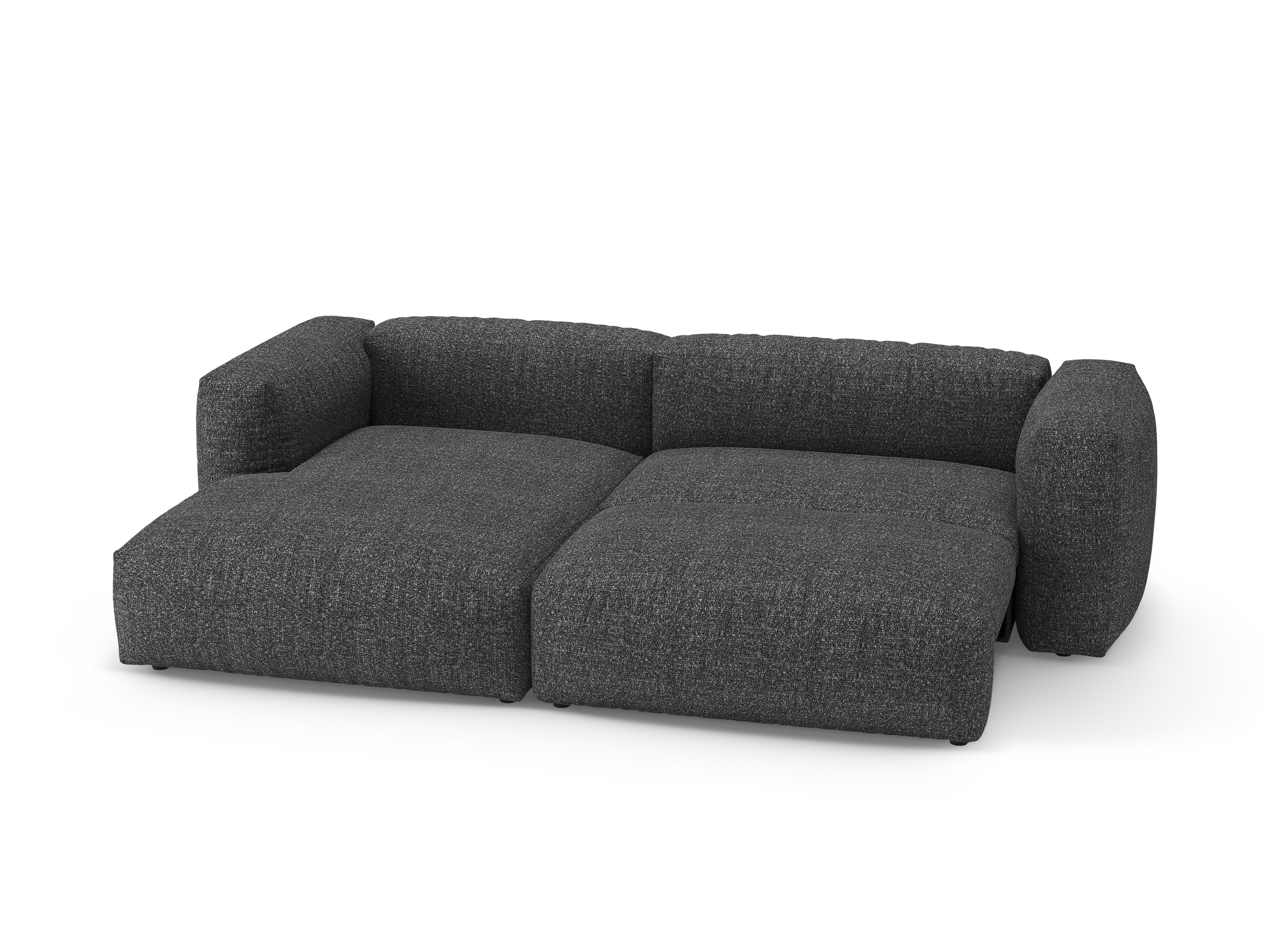 Ecksofa links mit Schlaffunktion MARTINA anthrazit Boucle
