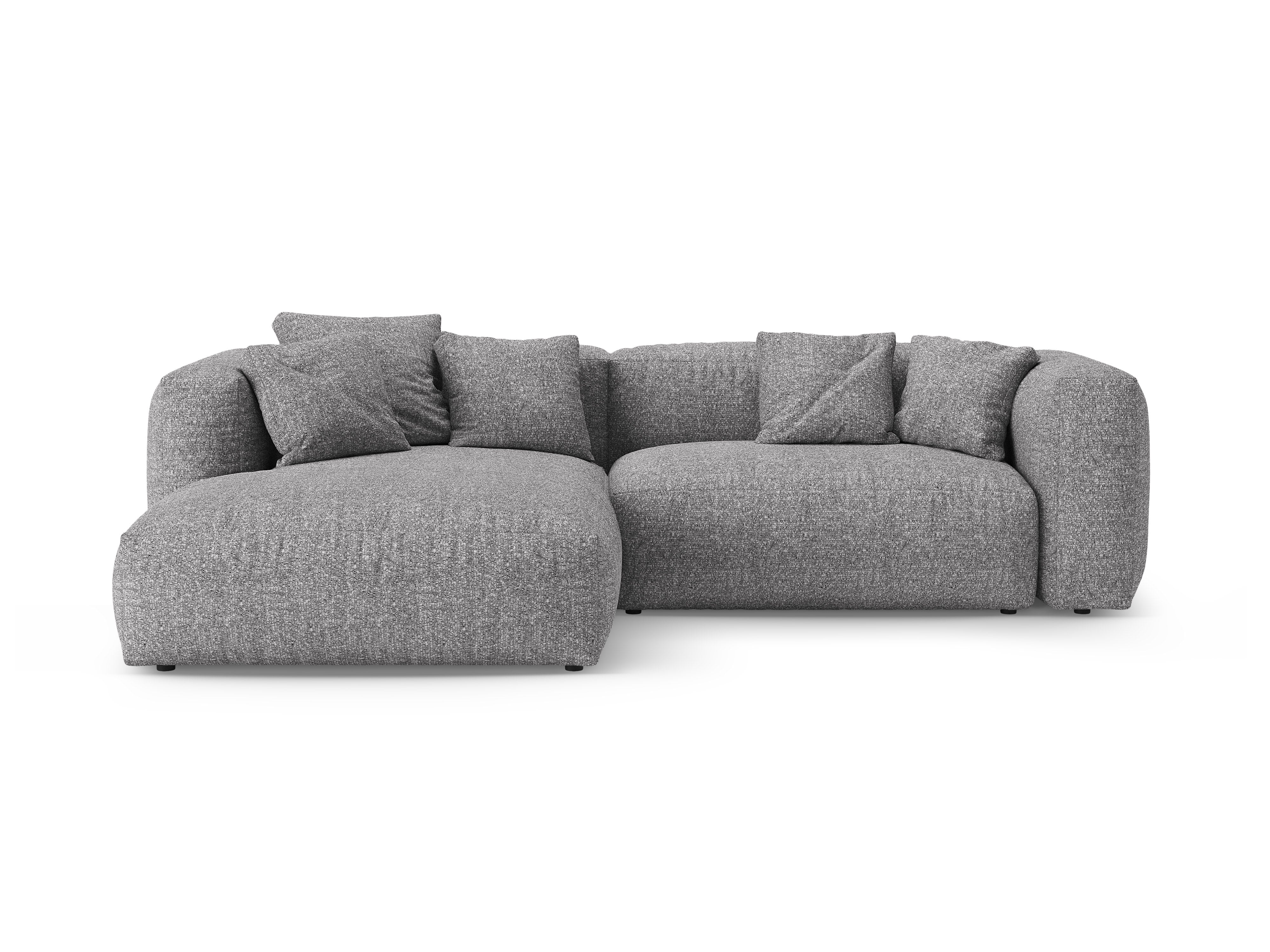 Left-facing corner sofa bed MARTINA in graphite boucle