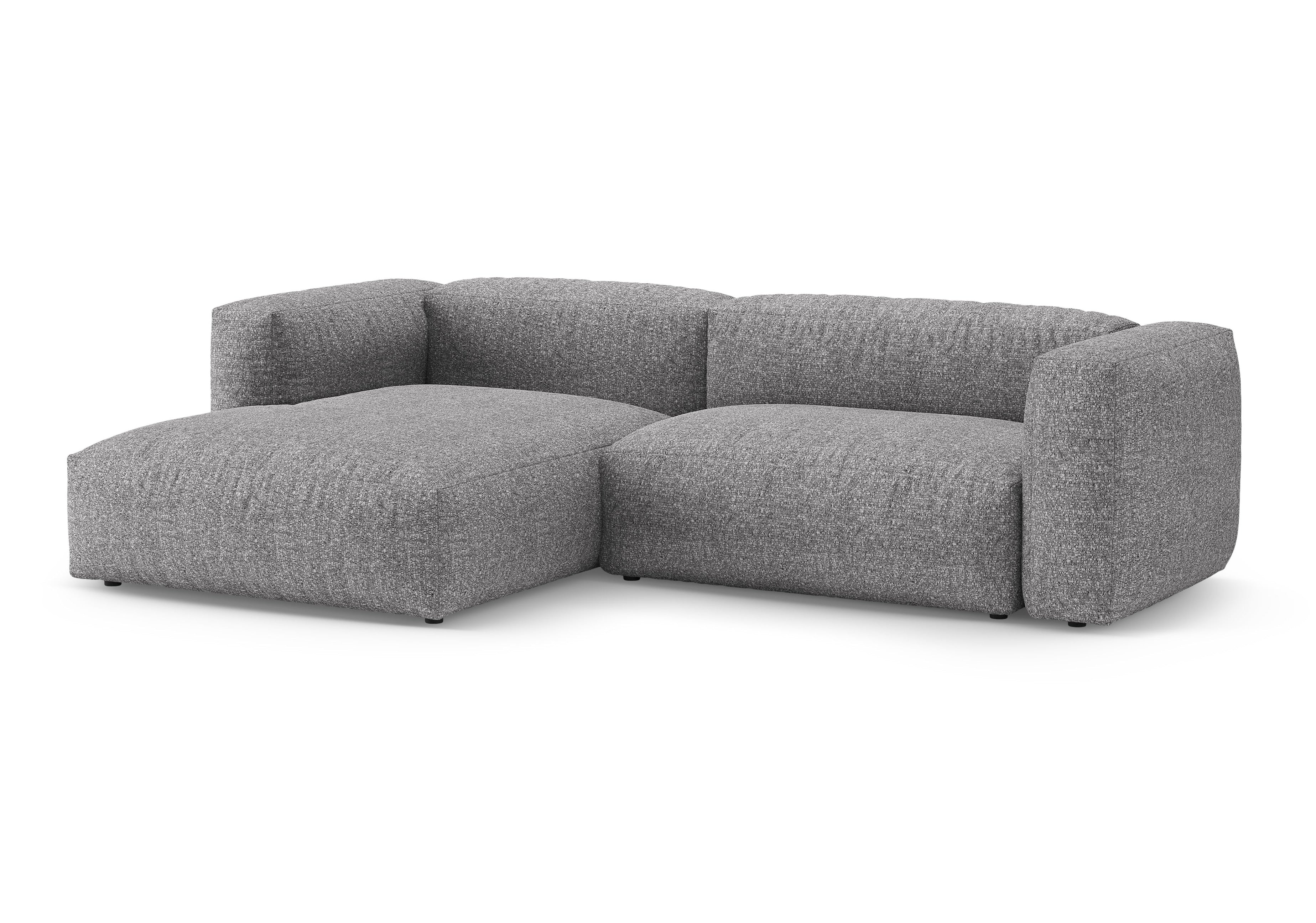 Left-facing corner sofa bed MARTINA in graphite boucle