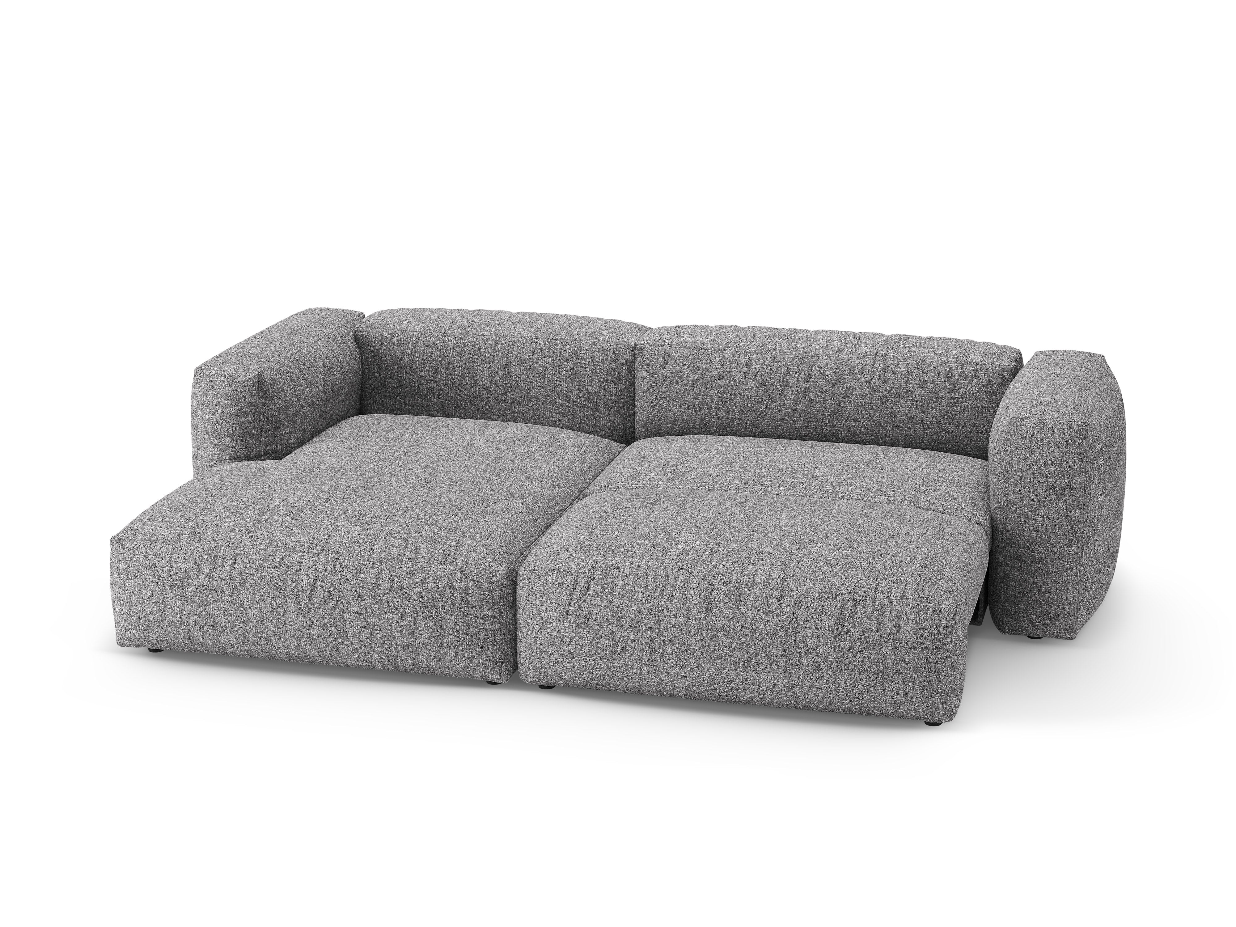 Left-facing corner sofa bed MARTINA in graphite boucle