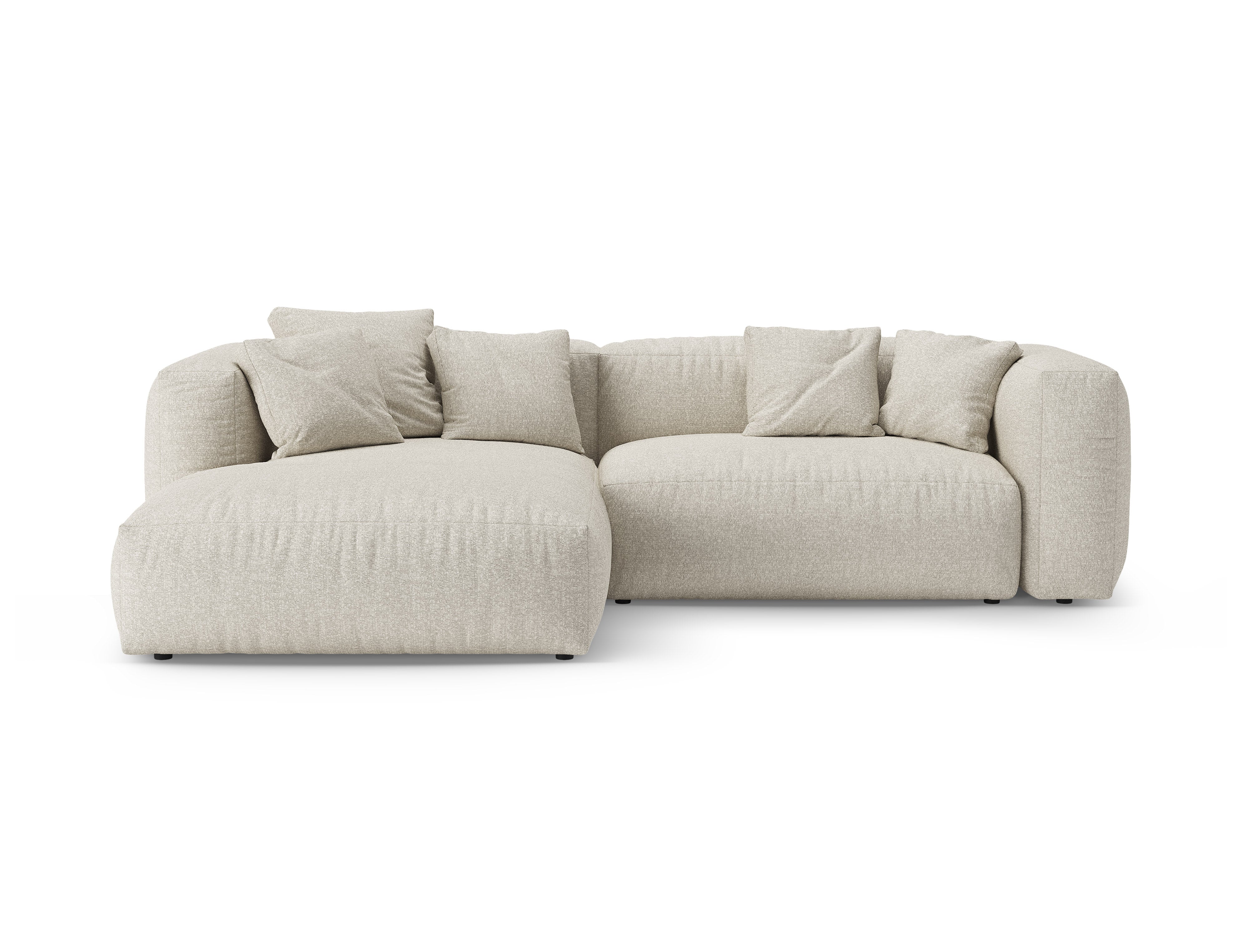 Left-facing corner sofa bed MARTINA beige boucle