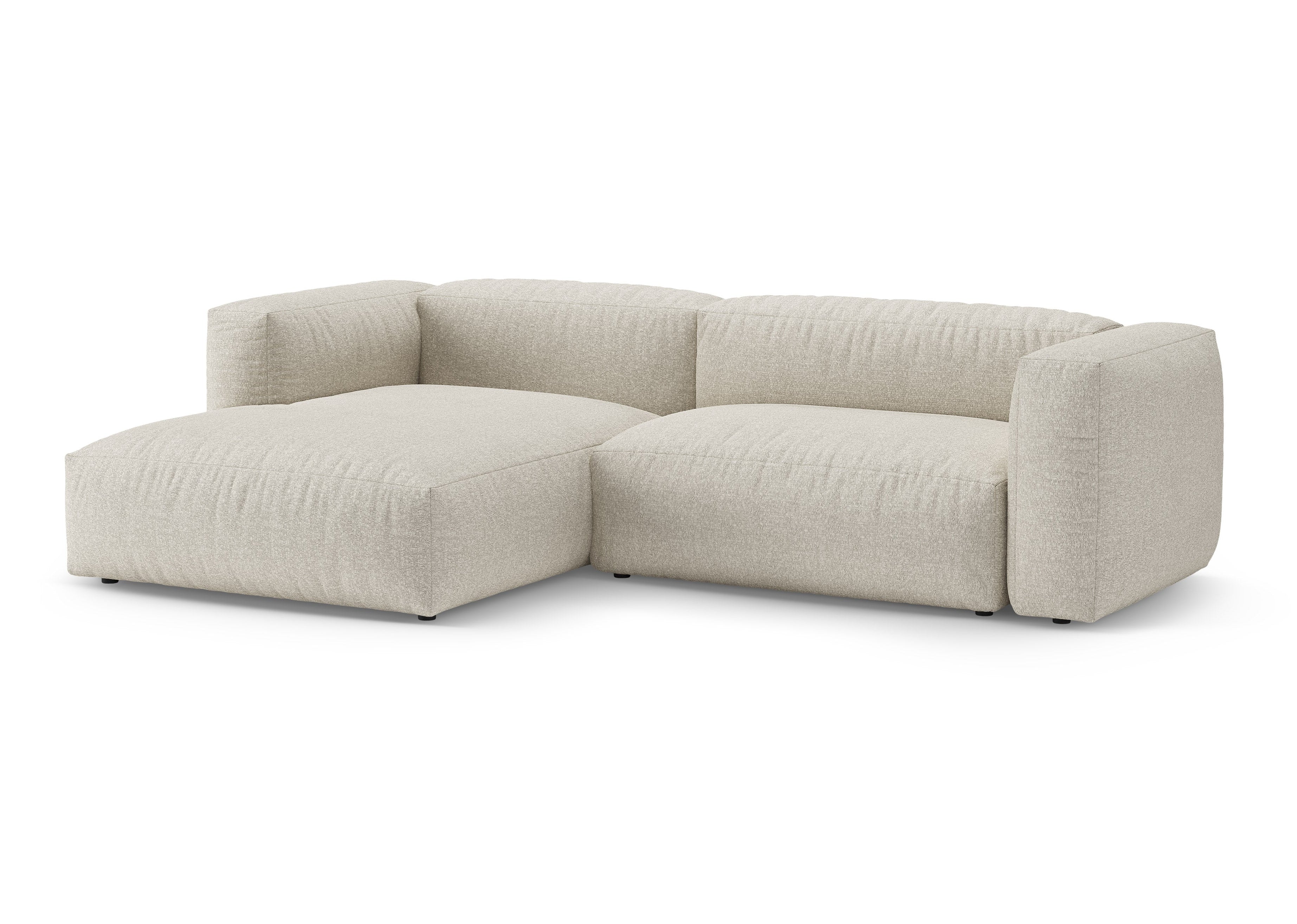 Left-facing corner sofa bed MARTINA beige boucle