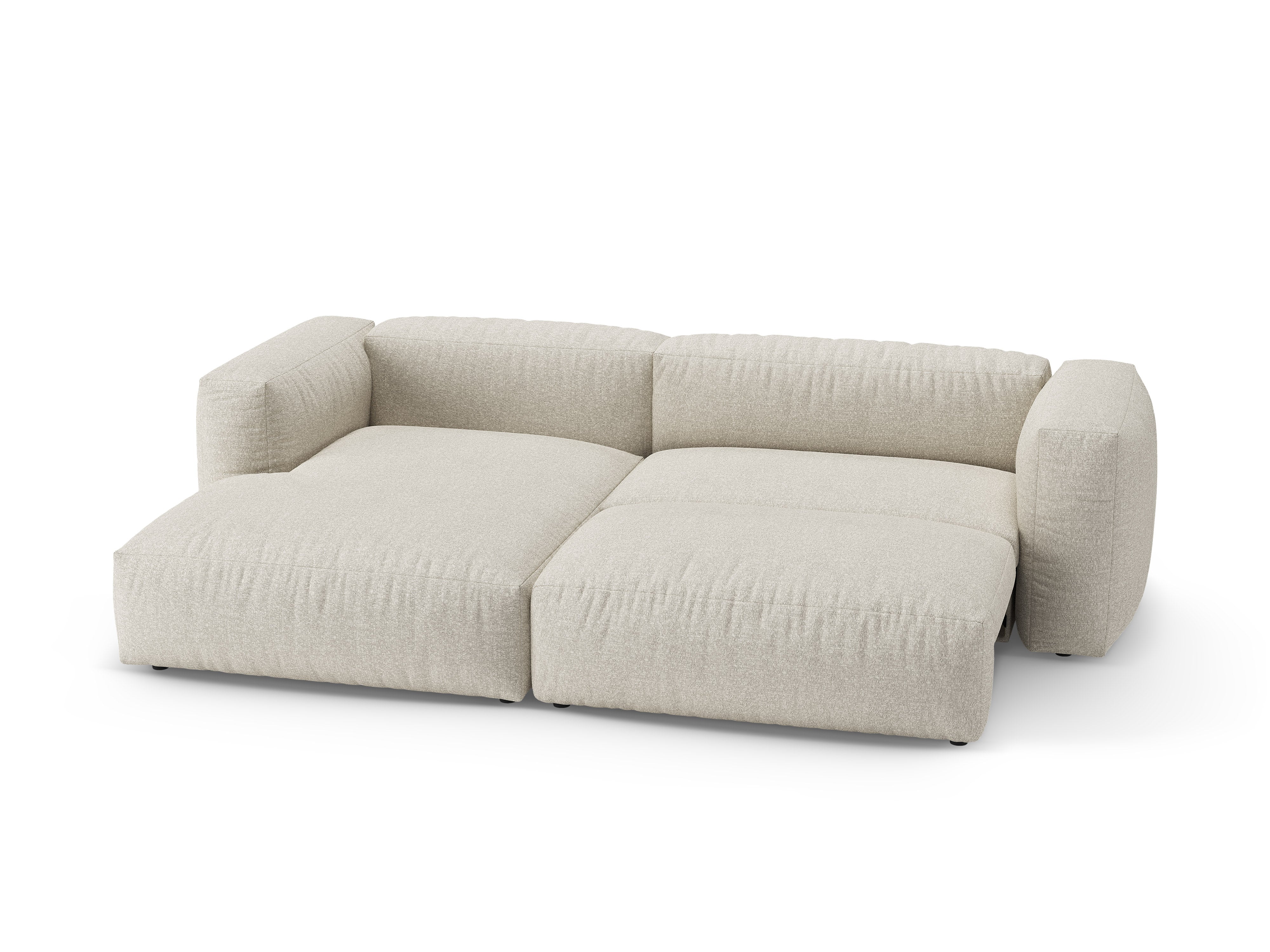 Left-facing corner sofa bed MARTINA beige boucle