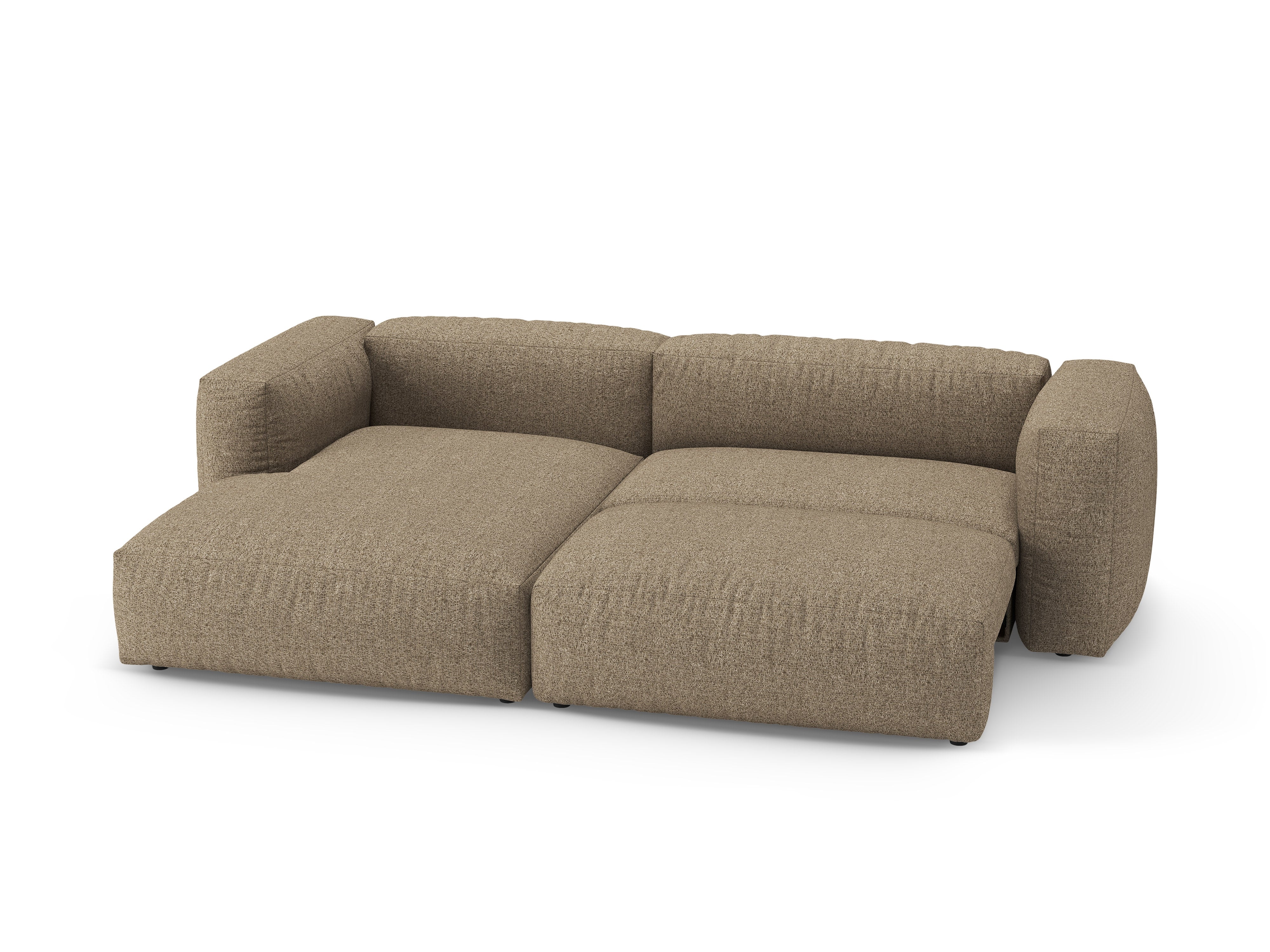 Ecksofa links mit Schlaffunktion MARTINA cappuccino Boucle