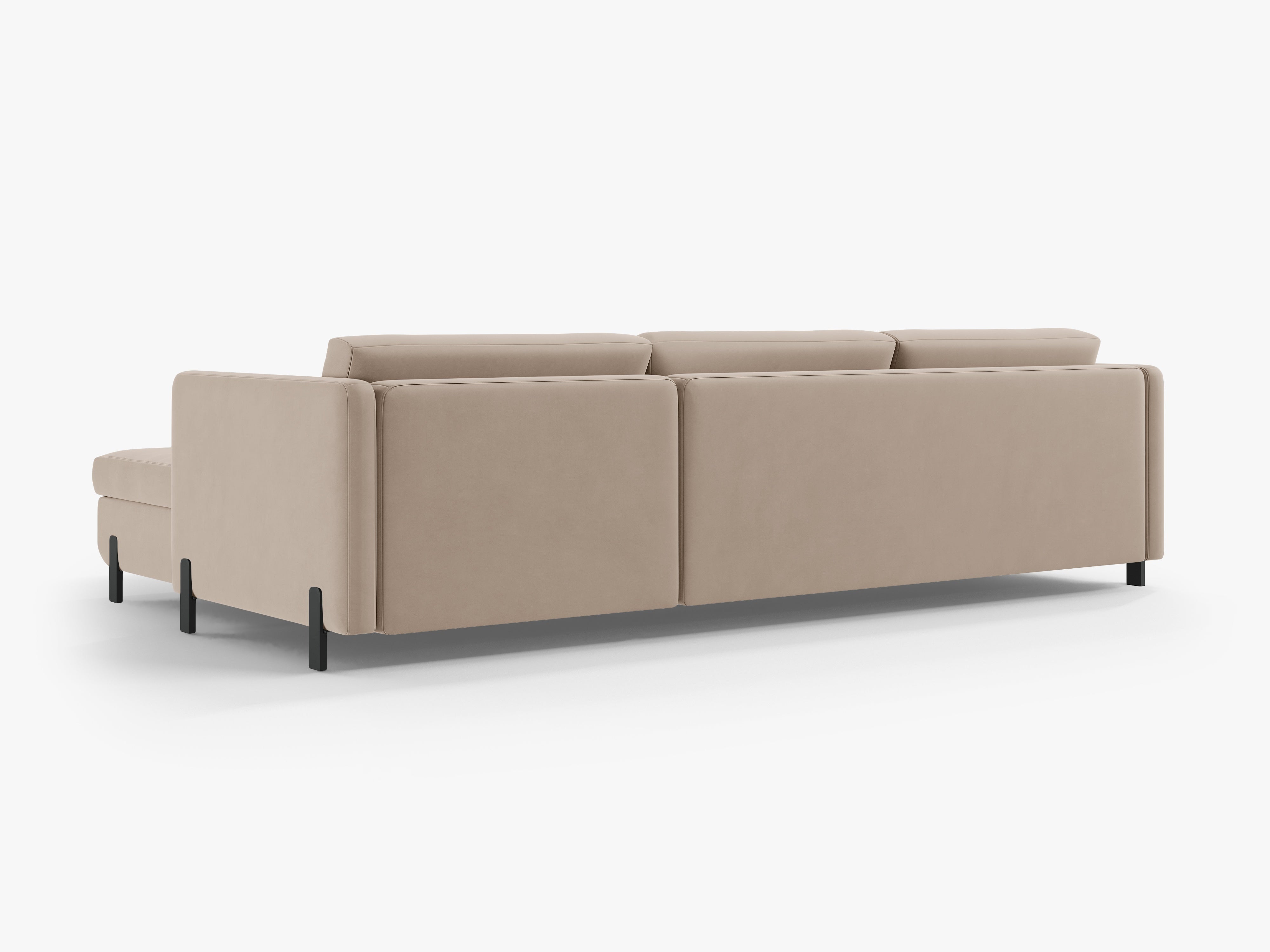 Velvet Left Corner Sofa with Bed Function, "Gloria", 5 Seats, Beige, 280x170x80
Made in Europe