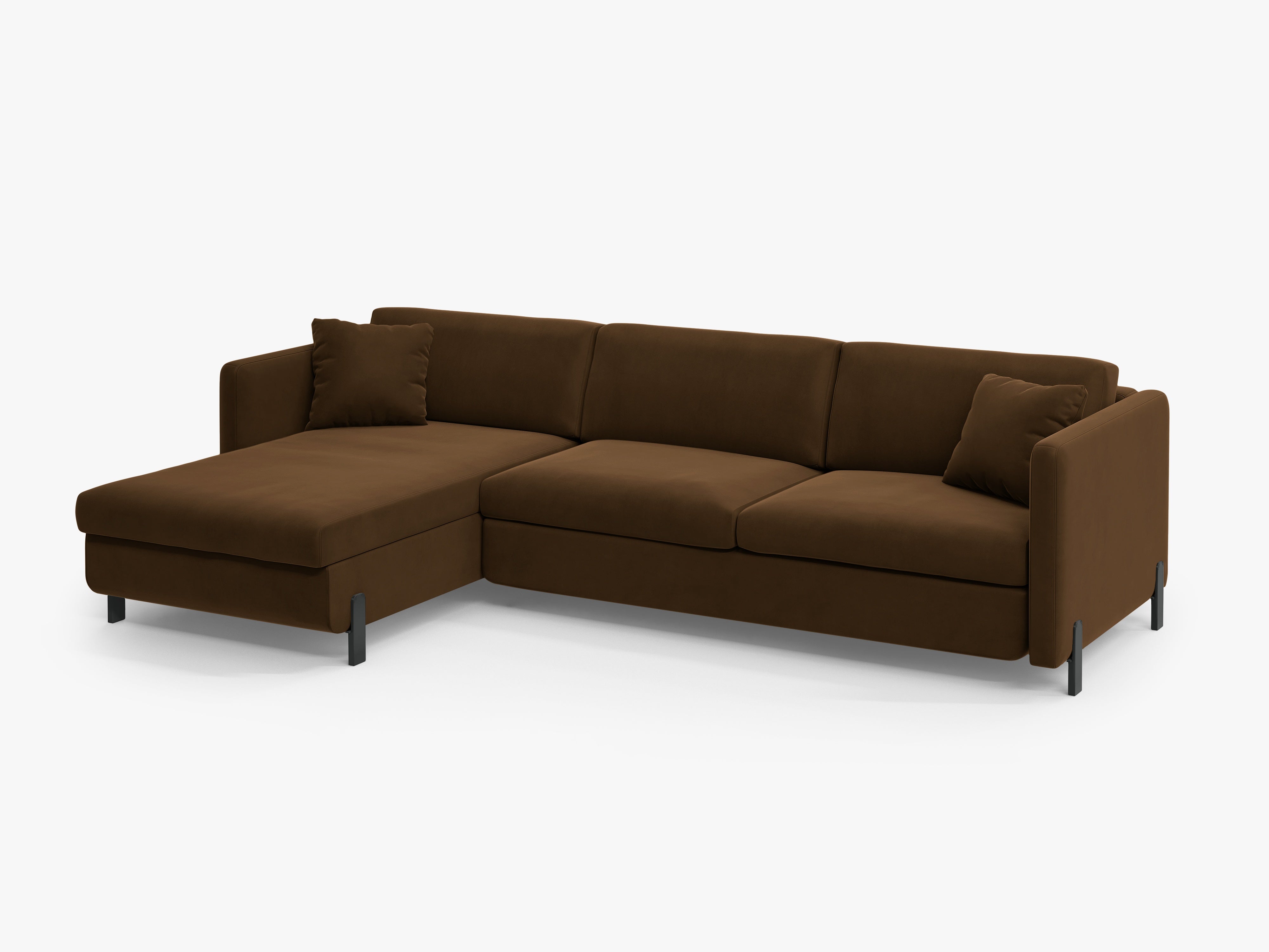 Velvet Left Corner Sofa with Bed Function, "Gloria", 5 Seats, Chocolate, 280x170x80
Made in Europe