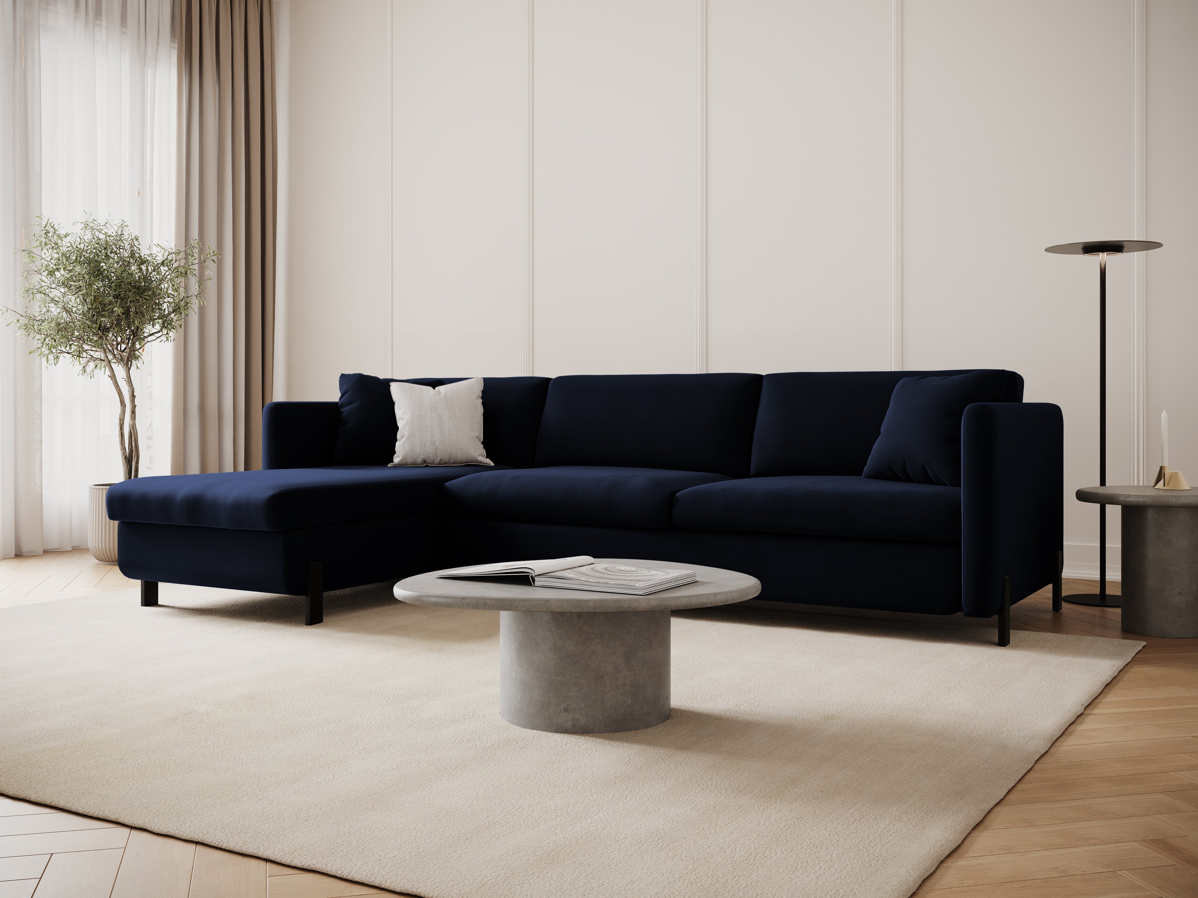 Velvet Linksecke Sofa mit Bettfunktion, "Gloria", 5 Sitze, Royal Blue, 280x170x80
In Europa gemacht