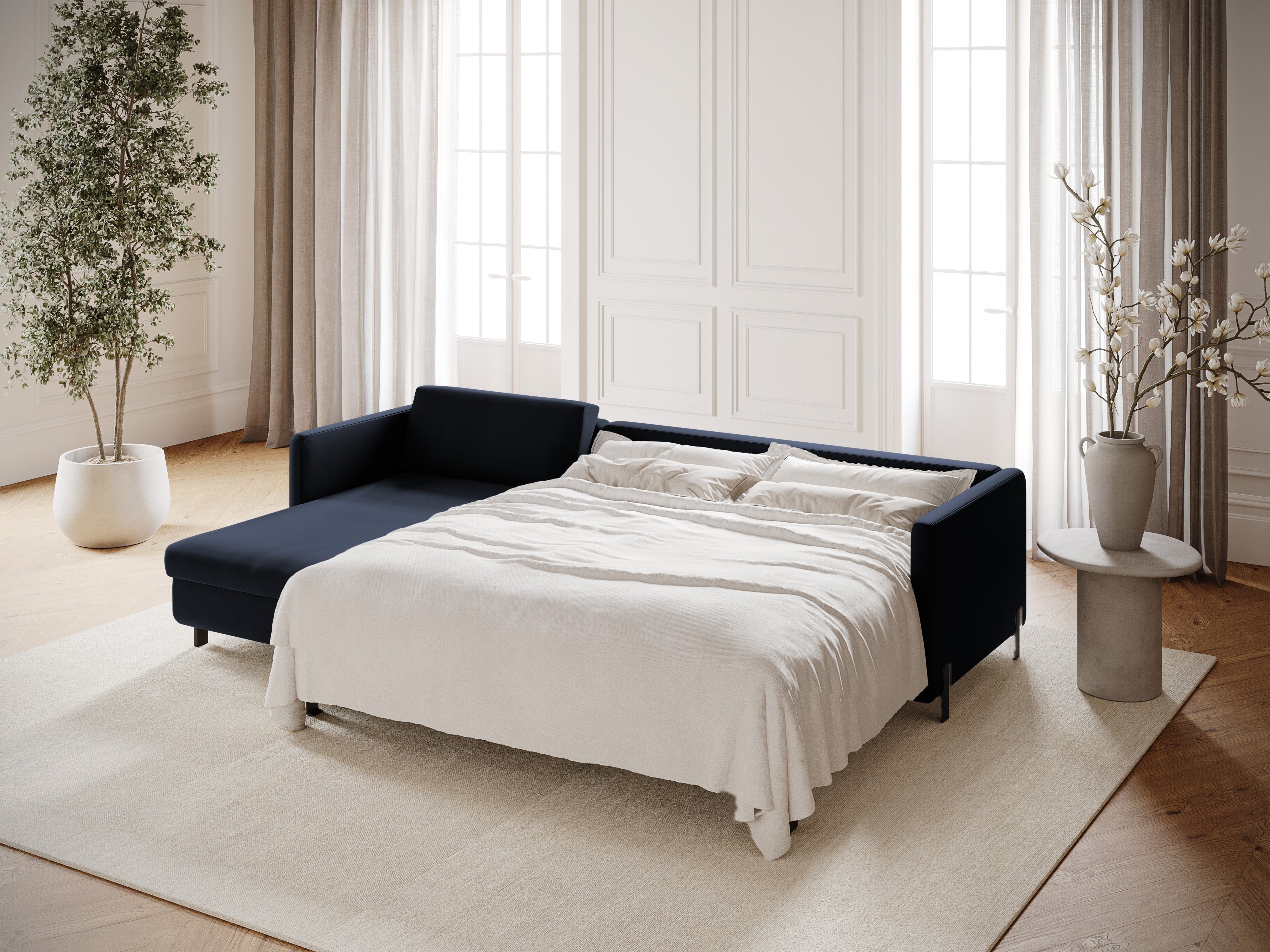 Velvet Linksecke Sofa mit Bettfunktion, "Gloria", 5 Sitze, Royal Blue, 280x170x80
In Europa gemacht