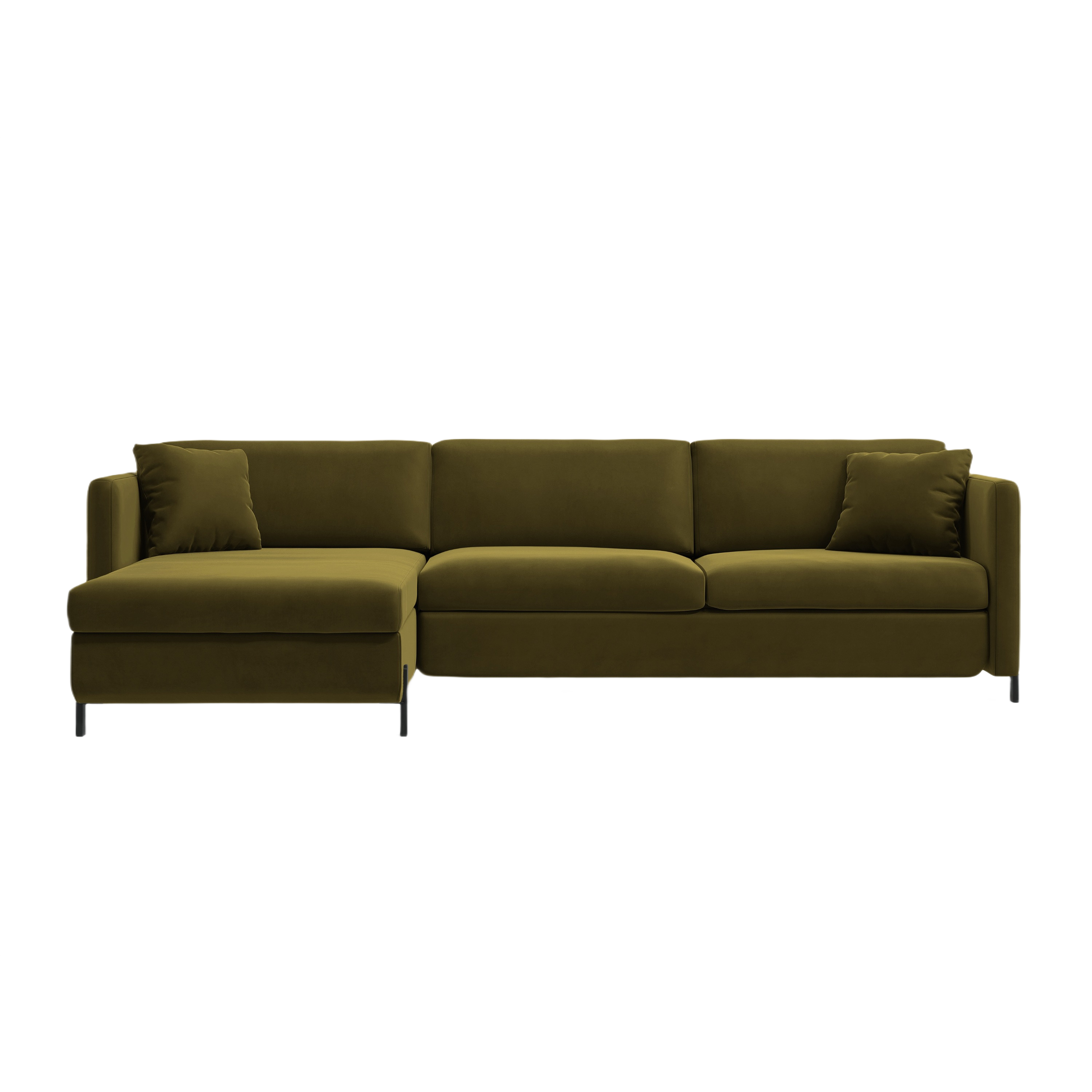 Velvet Left Corner Sofa with Bed Function, "Gloria", 5 Seats, Green, 280x170x80
Made in Europe