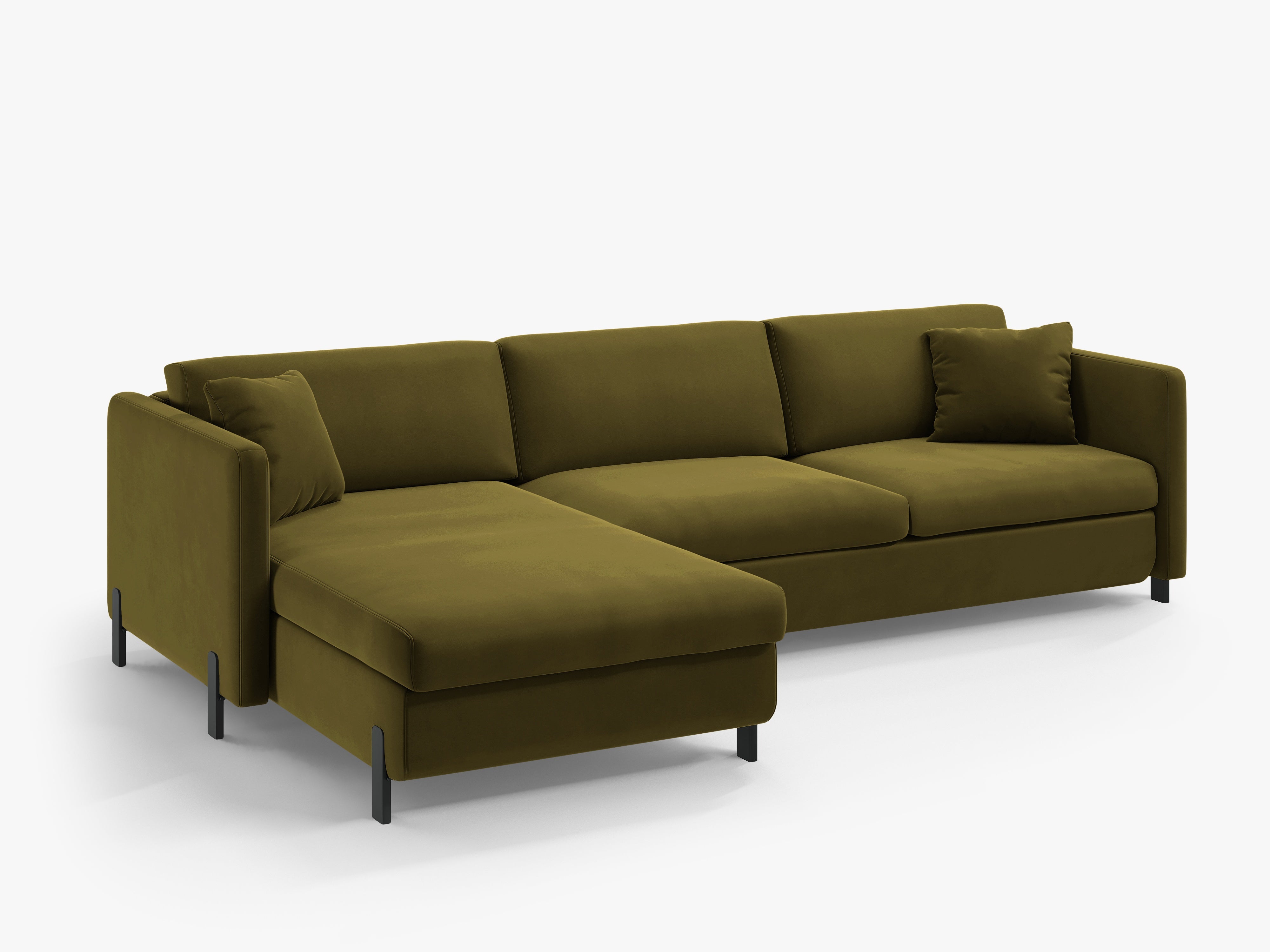 Velvet Left Corner Sofa with Bed Function, "Gloria", 5 Seats, Green, 280x170x80
Made in Europe