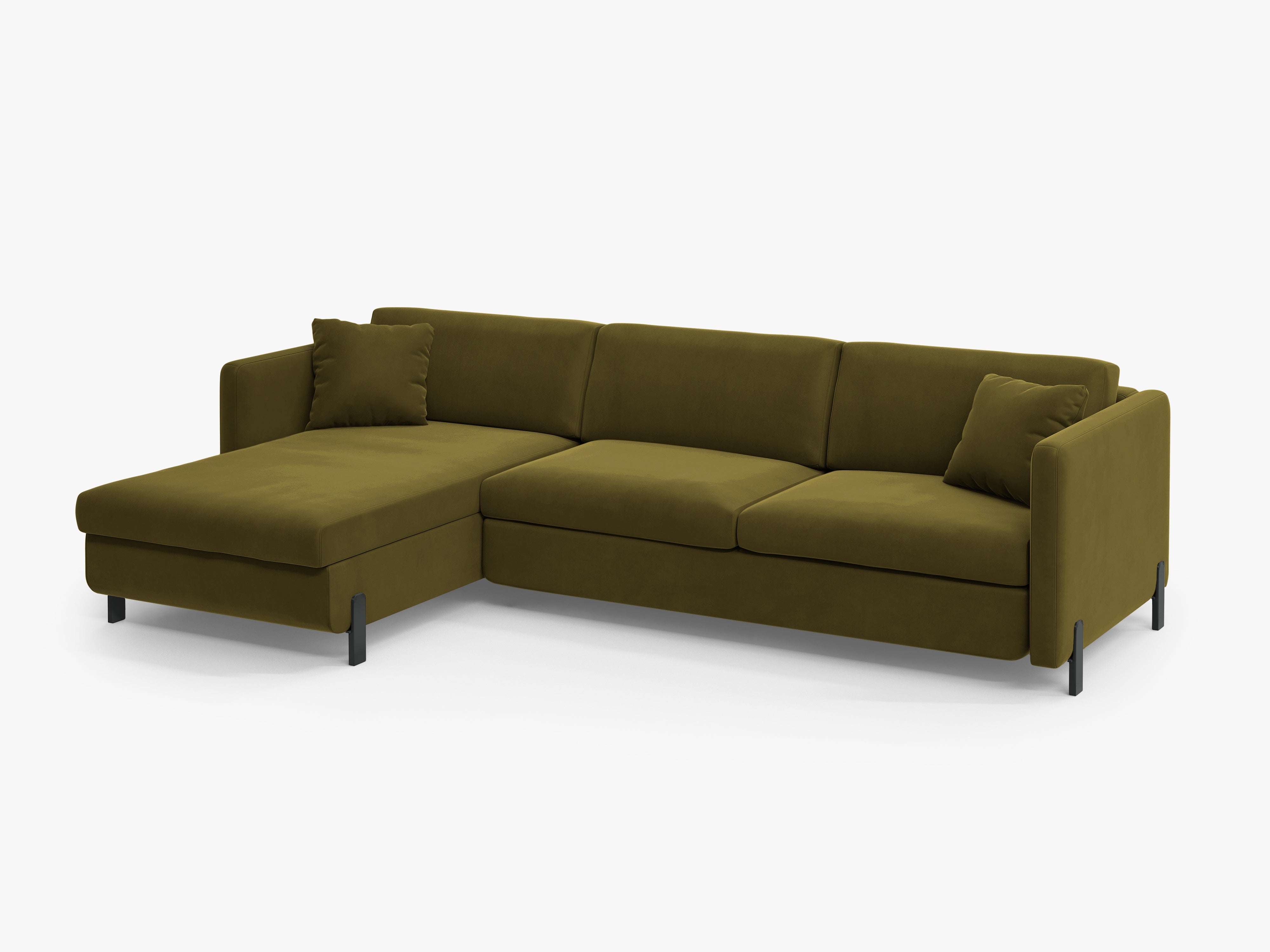 Velvet Left Corner Sofa with Bed Function, "Gloria", 5 Seats, Green, 280x170x80
Made in Europe