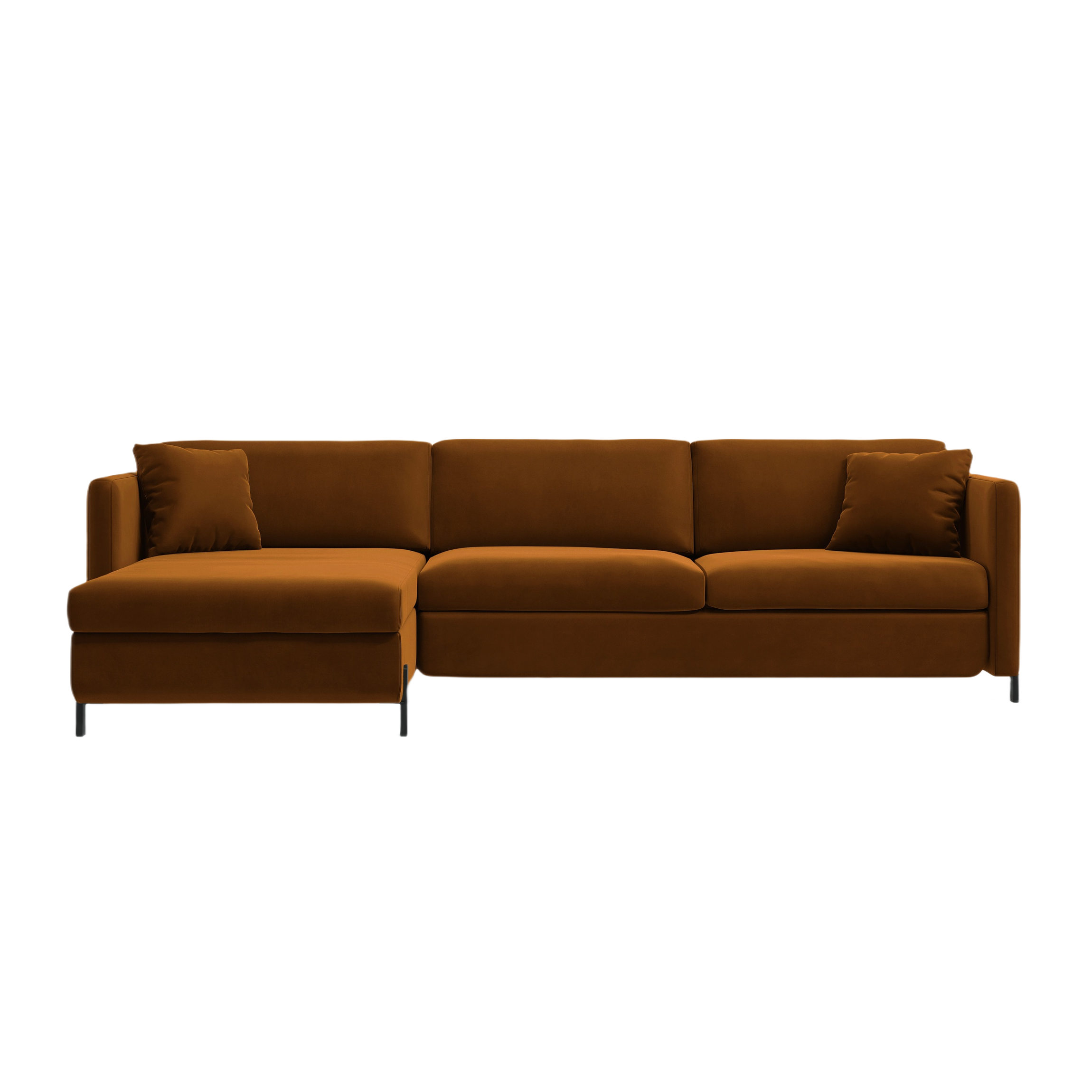 Velvet Left Corner Sofa with Bed Function, "Gloria", 5 Seats, Brown, 280x170x80
Made in Europe