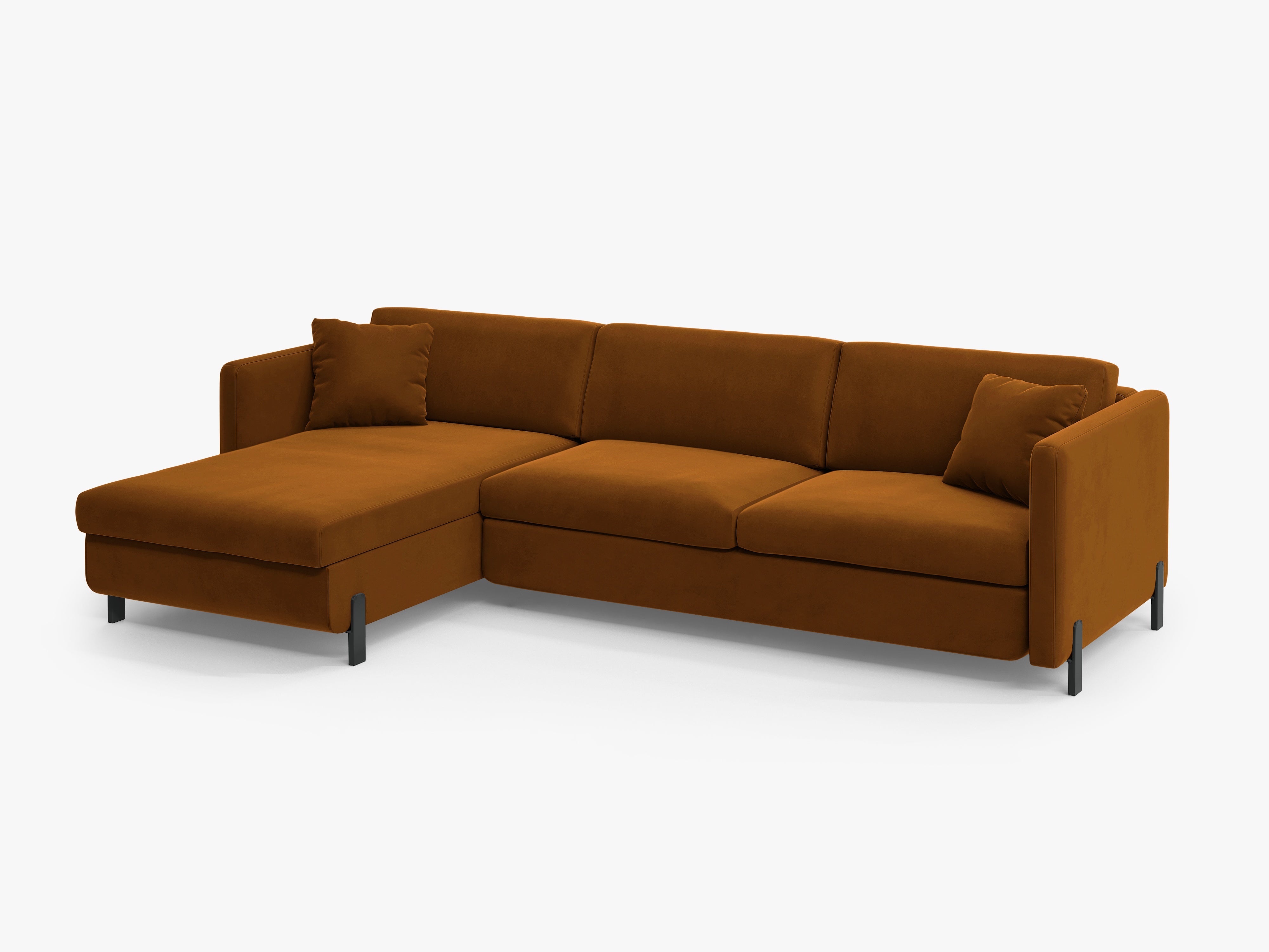 Velvet Left Corner Sofa with Bed Function, "Gloria", 5 Seats, Brown, 280x170x80
Made in Europe