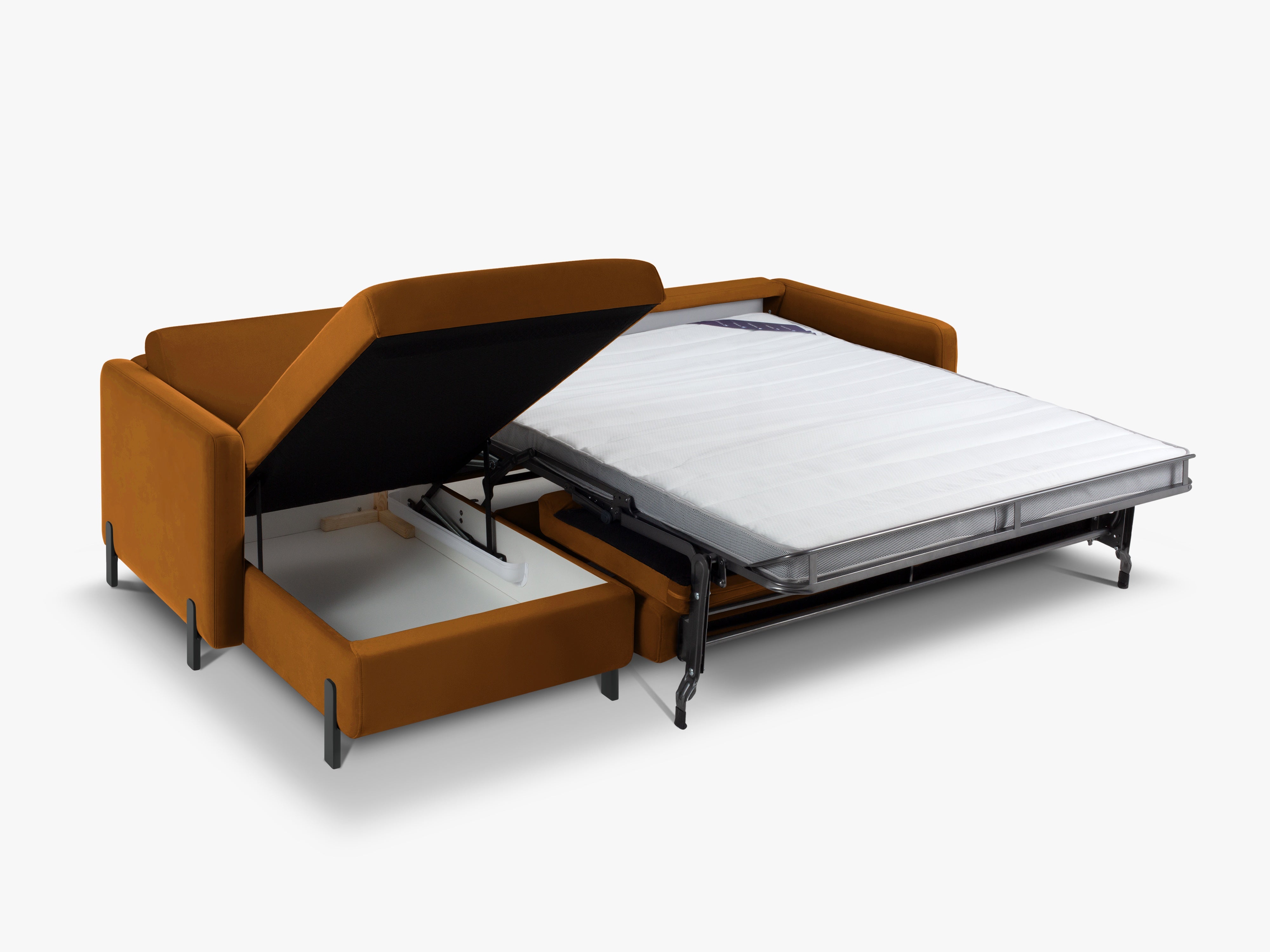 Velvet Left Corner Sofa with Bed Function, "Gloria", 5 Seats, Brown, 280x170x80
Made in Europe